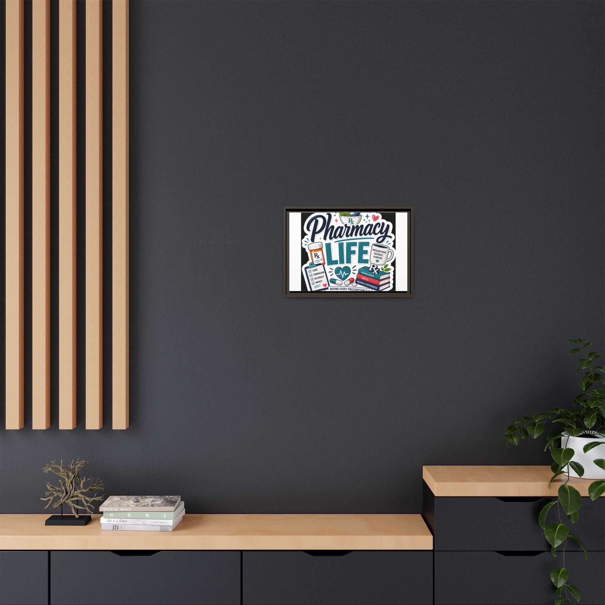 Pharmacy Life Framed Canvas Art — Colorful Pharmacist Wall Decor