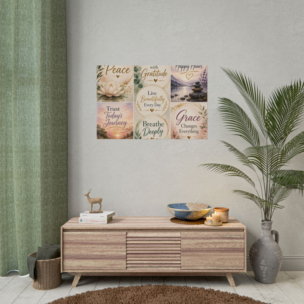 Rolled Poster - Inspirational Wall Art Set: "Choose Peace / Live with Gratitude / Calm Mind, Happy Heart / Trust Today's Journey / [...]