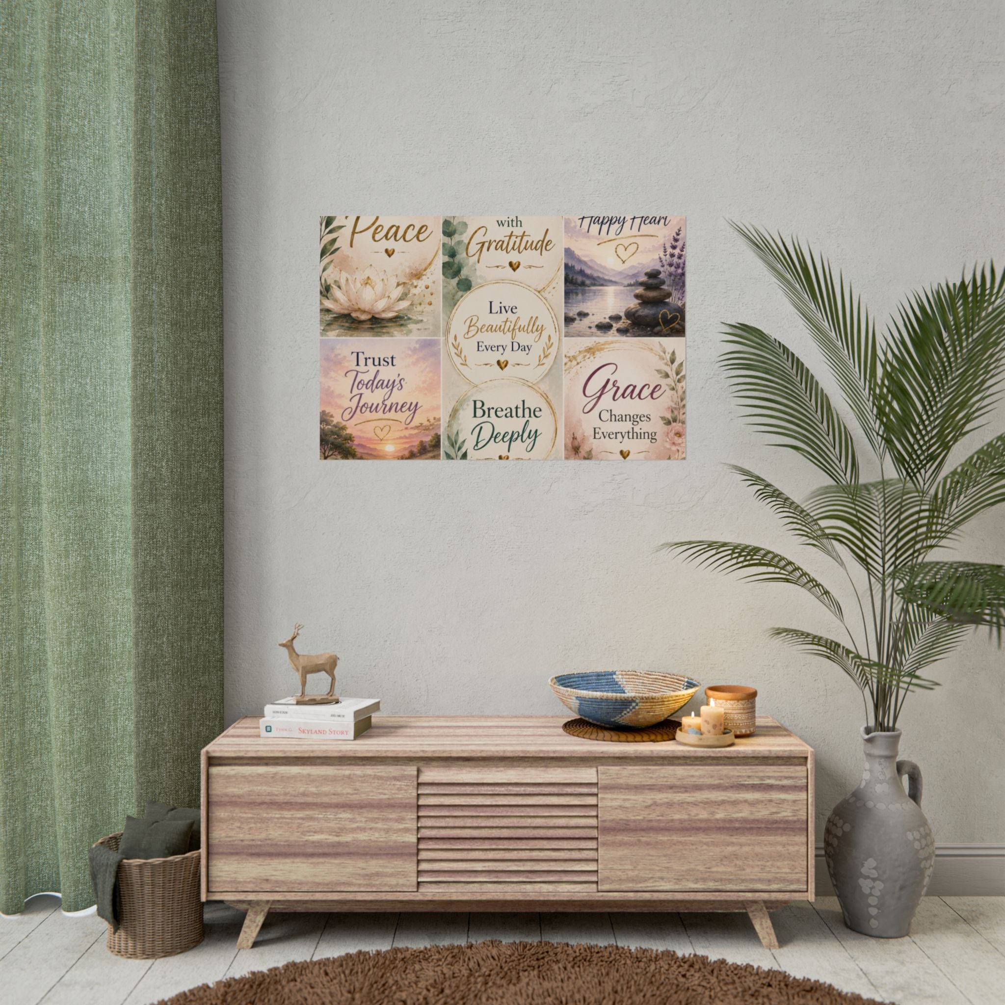 Rolled Poster - Inspirational Wall Art Set: "Choose Peace / Live with Gratitude / Calm Mind, Happy Heart / Trust Today's Journey / [...]