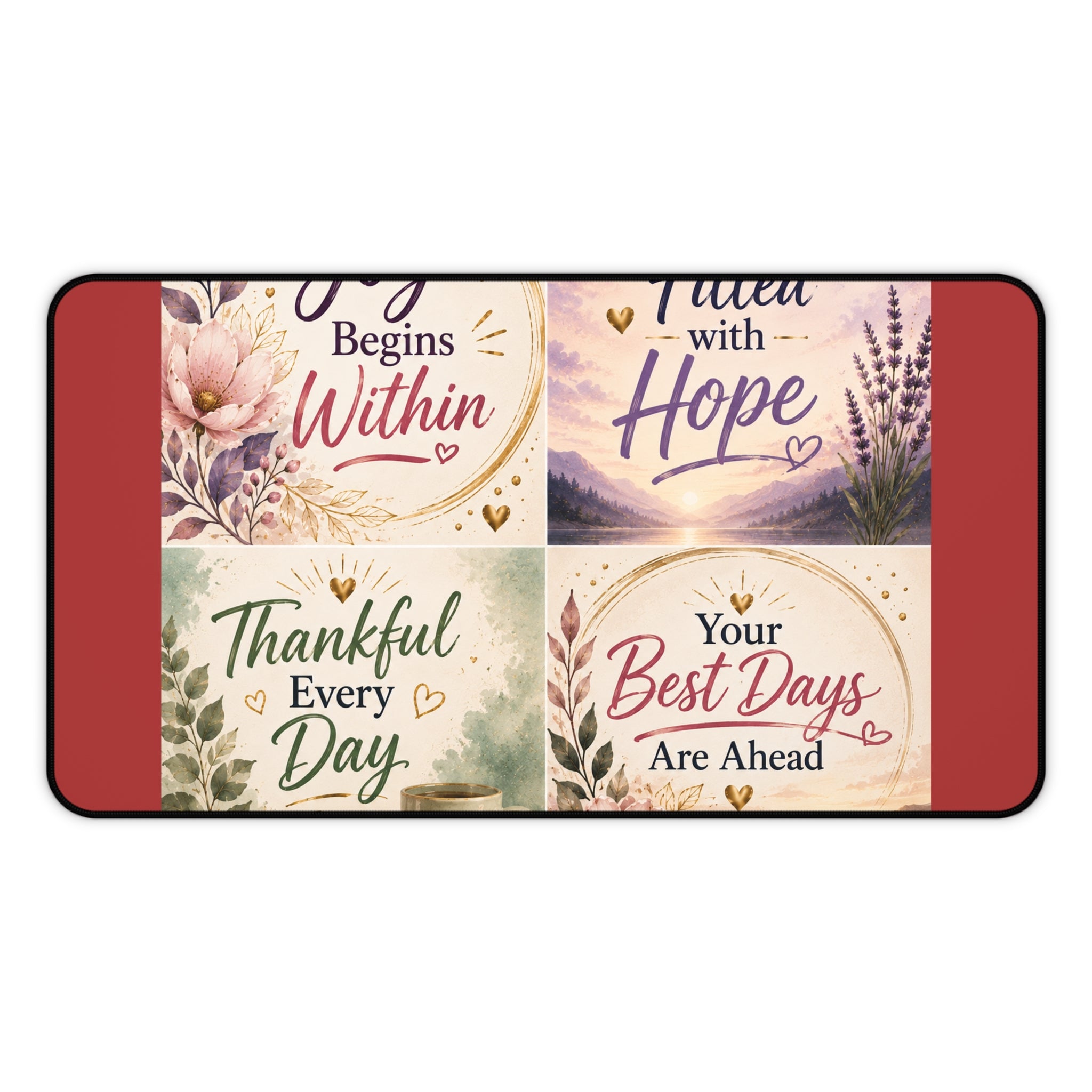 Inspirational Desk Mat — Joy Begins Within, Filled with Hope, Thankful Every Day, Your Best Days Are Ahead