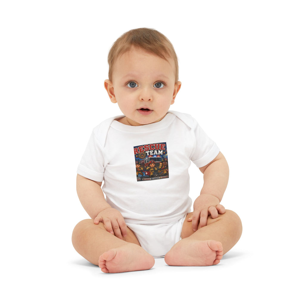 Infant Onesie - 'Team' Colorful Cartoon Character Print Baby Bodysuit