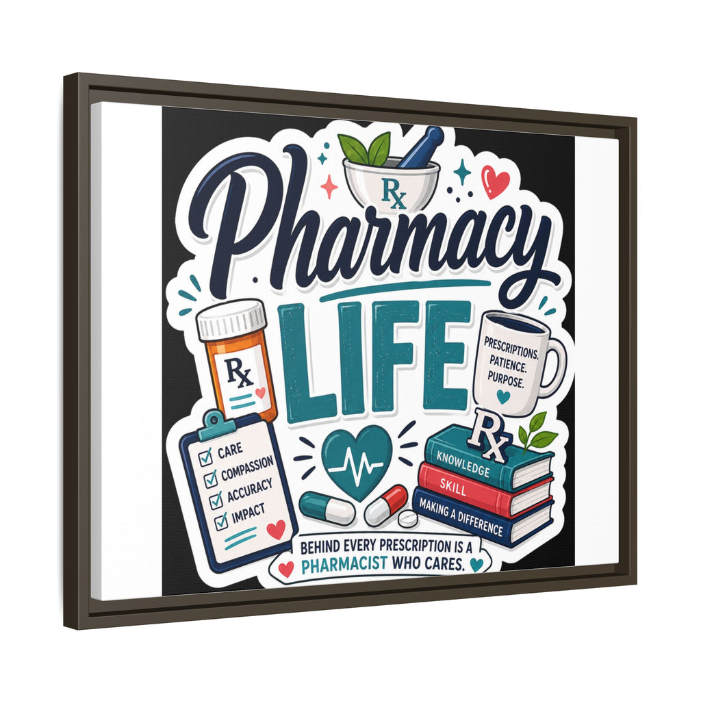 Pharmacy Life Framed Canvas Art — Colorful Pharmacist Wall Decor
