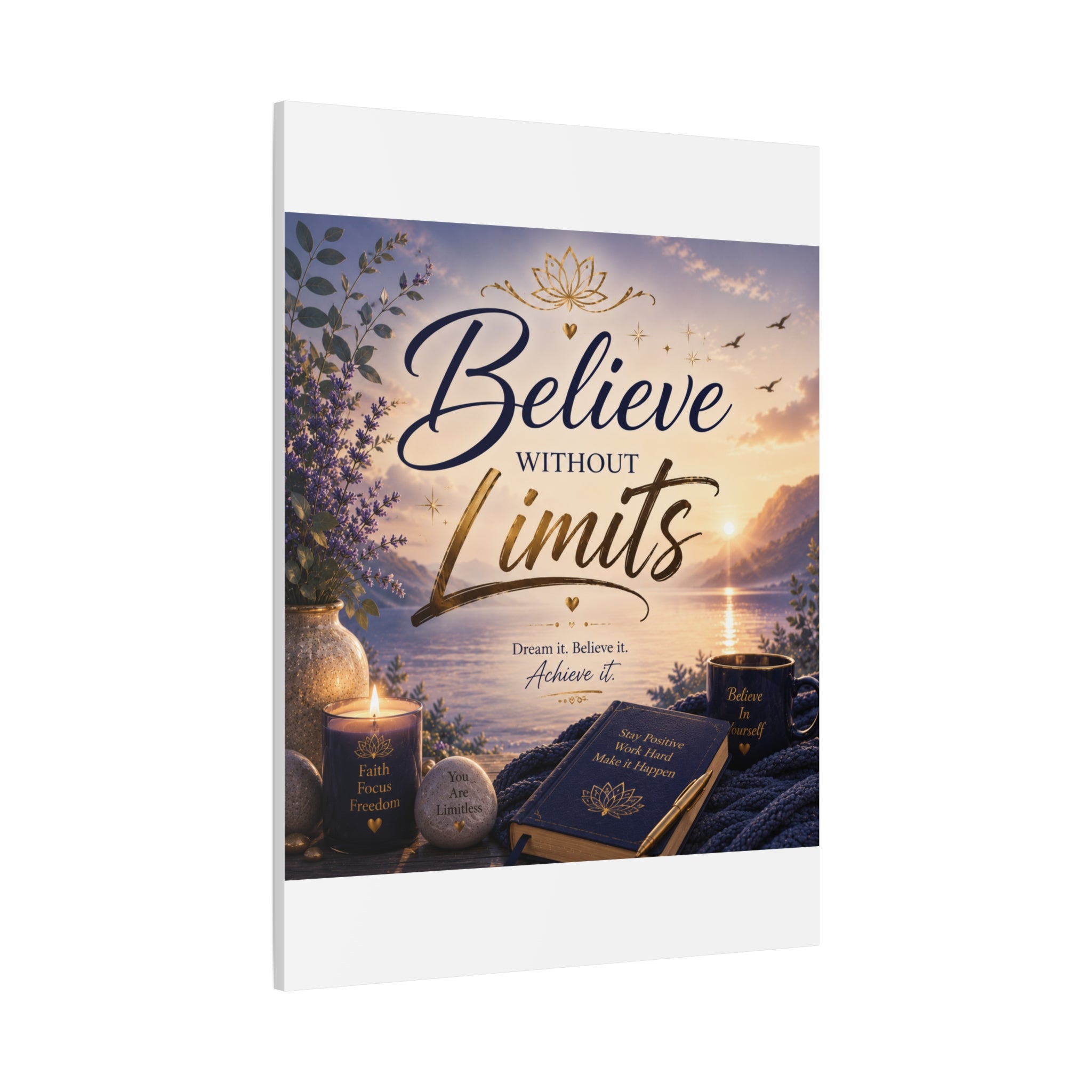 Believe Without Limits Canvas Wall Art – Inspirational Stretched Matte Print