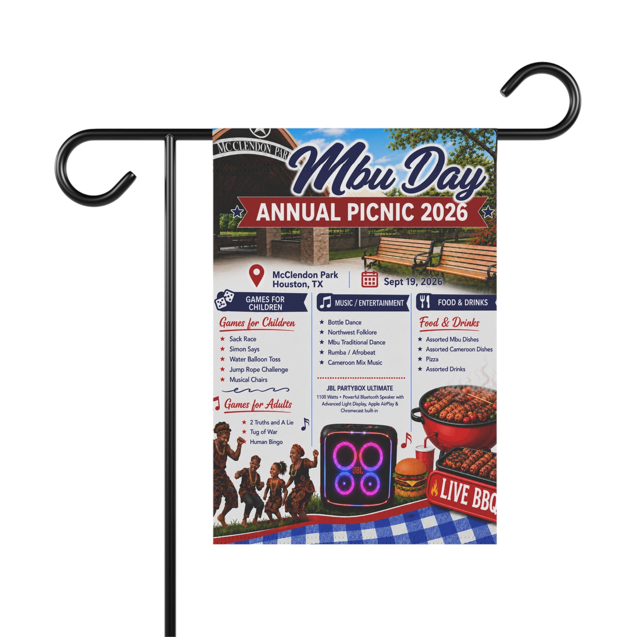 MBU DAY Garden Flag - Mbu Day Annual Picnic 2026 Event Banner