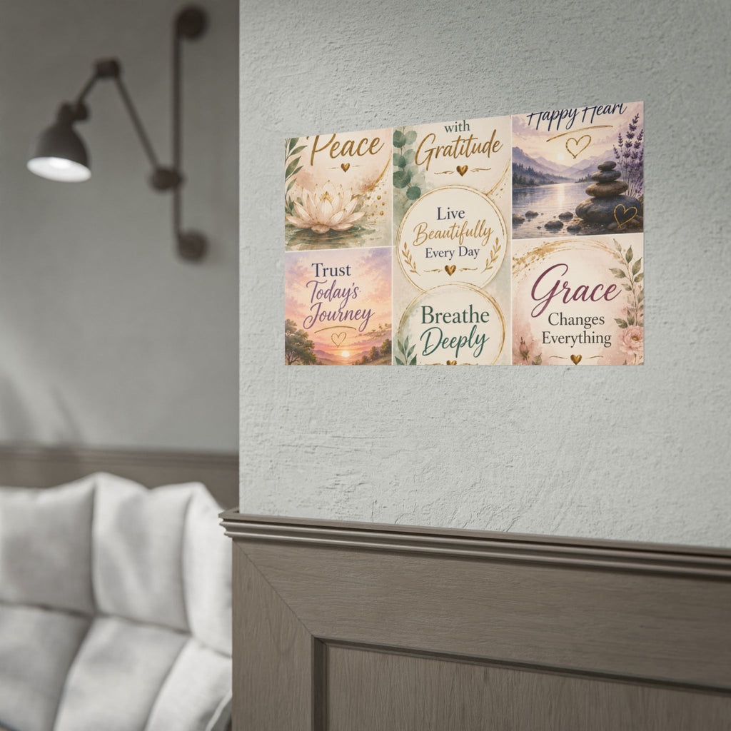 Rolled Poster - Inspirational Wall Art Set: "Choose Peace / Live with Gratitude / Calm Mind, Happy Heart / Trust Today's Journey / [...]
