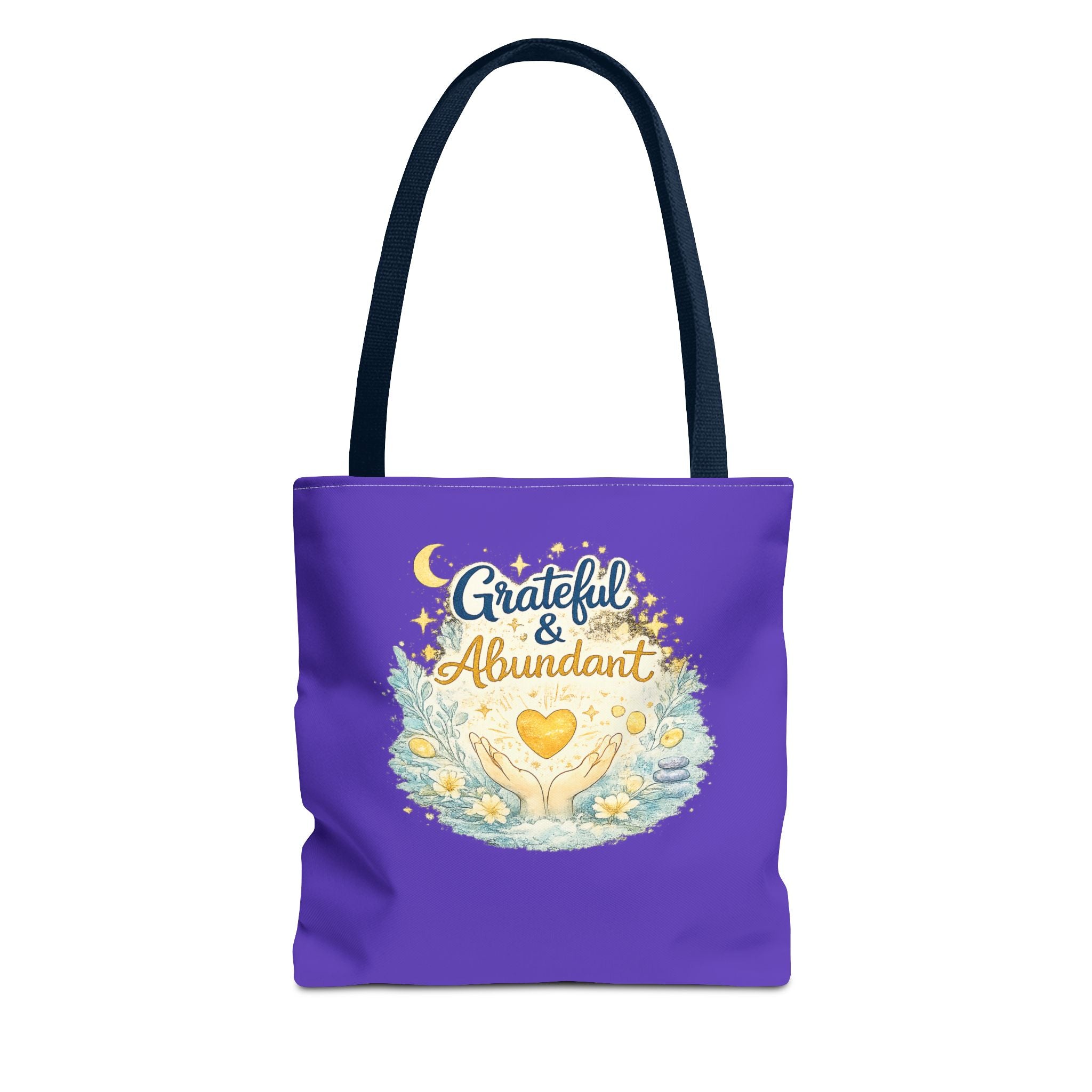 Grateful & Abundant Purple Tote Bag — Inspirational Everyday Shopper