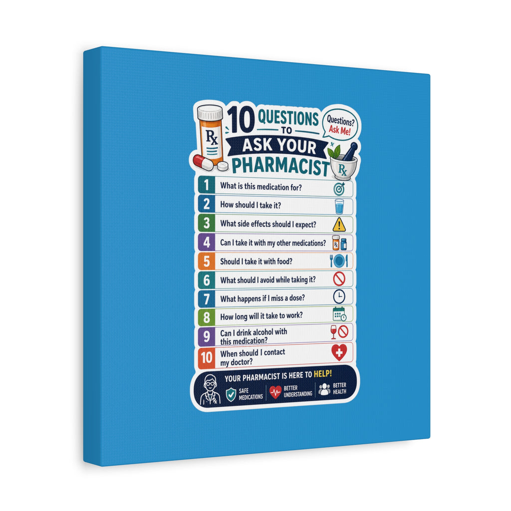 Pharmacist Questions Canvas Print — "10 Questions to Ask Your Pharmacist"
