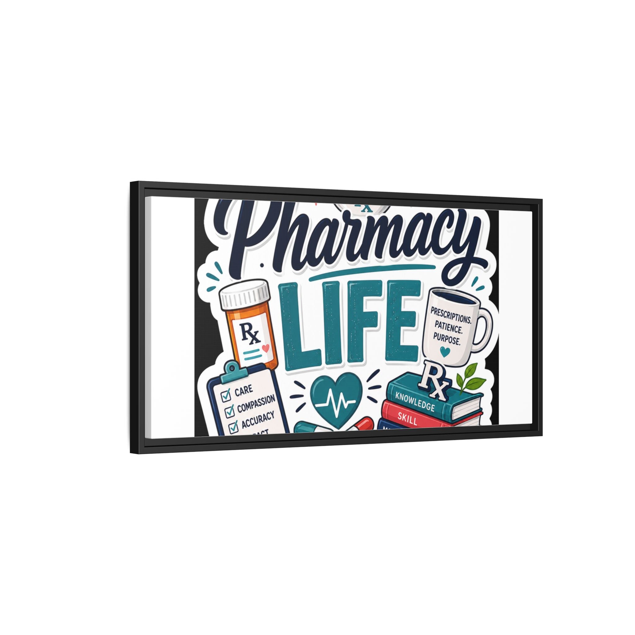 Pharmacy Life Framed Canvas Art — Colorful Pharmacist Wall Decor