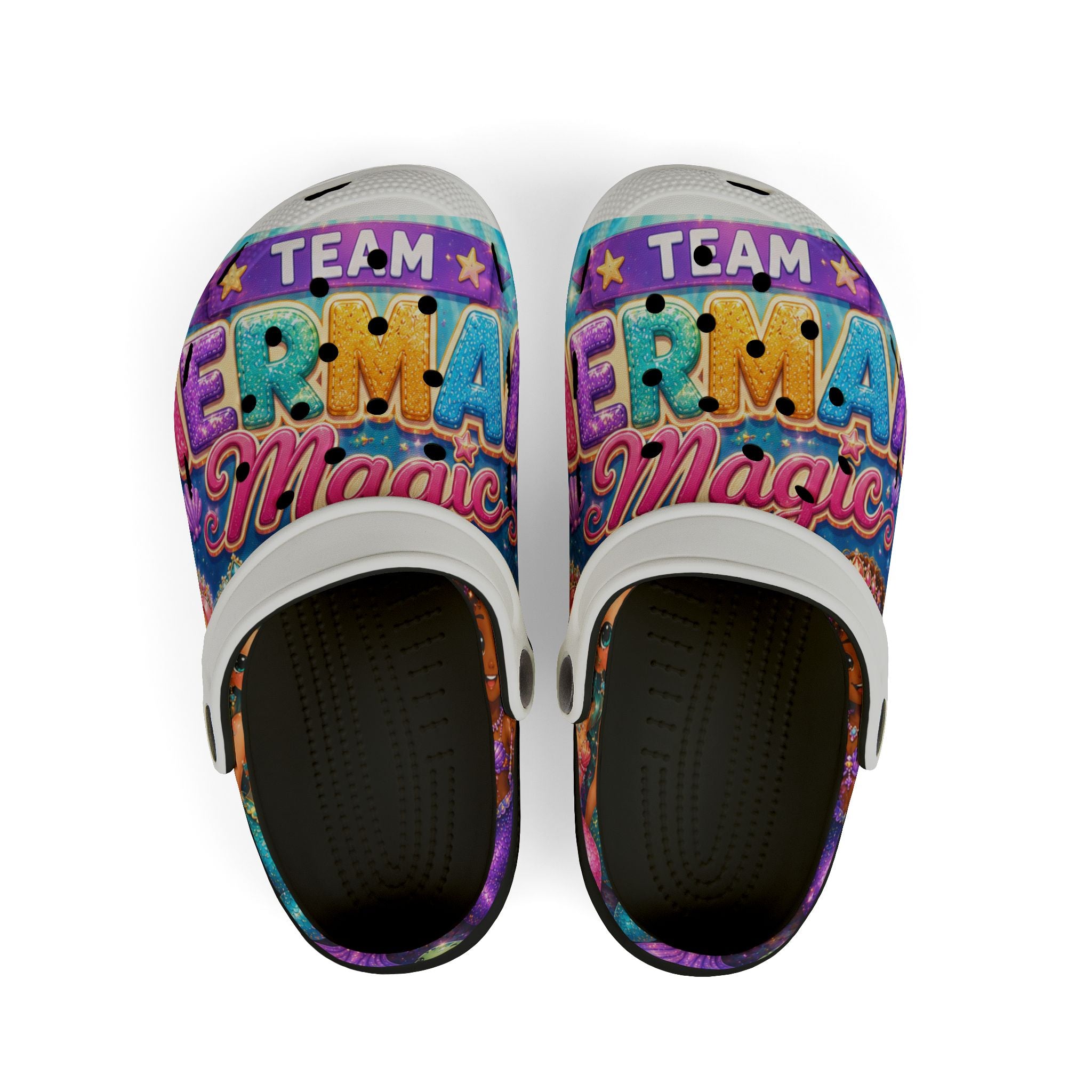 Kids "Team Mermaid Magic" EVA Foam Clogs — Colorful Waterproof Beach Shoes