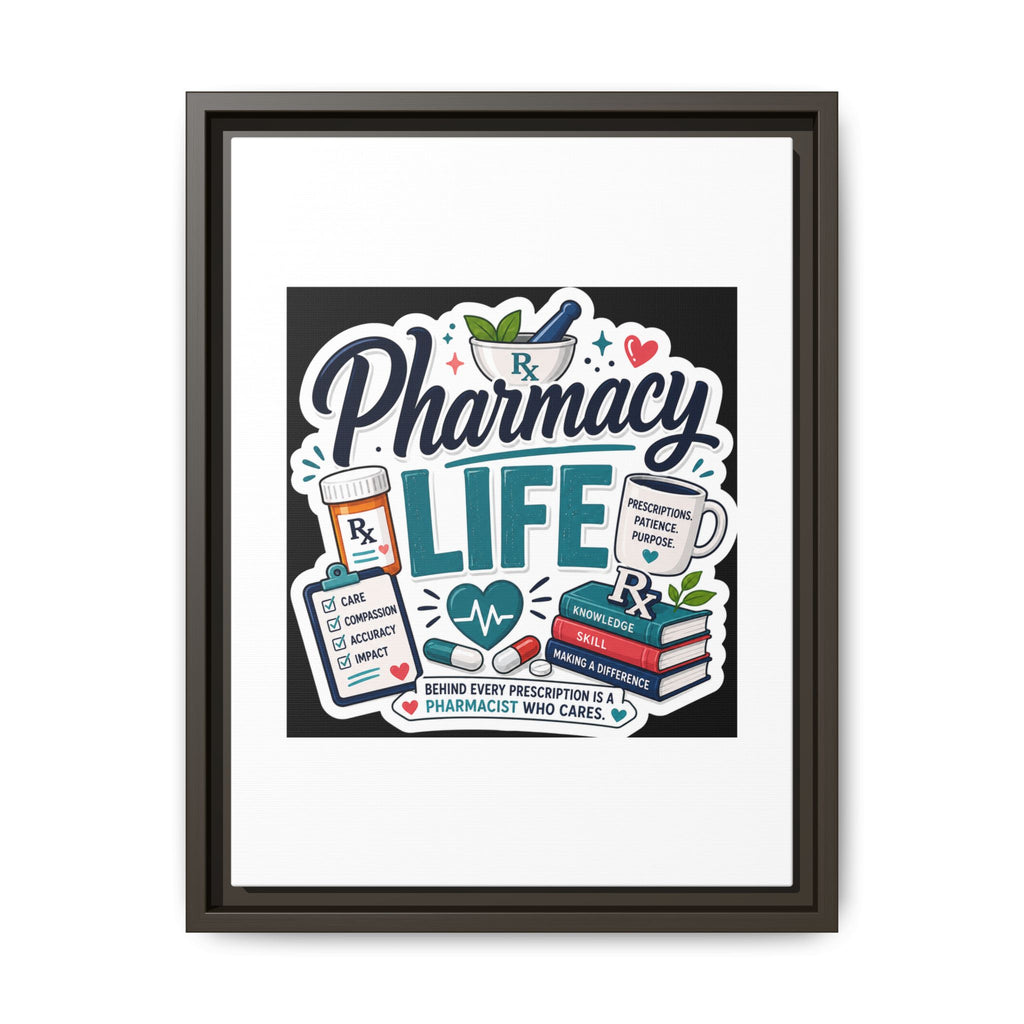 Pharmacy Life Framed Canvas Art — Colorful Pharmacist Wall Decor