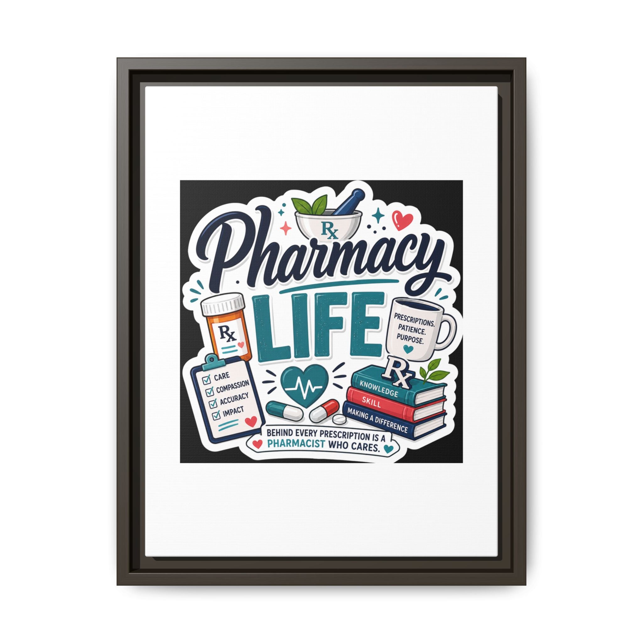 Pharmacy Life Framed Canvas Art — Colorful Pharmacist Wall Decor