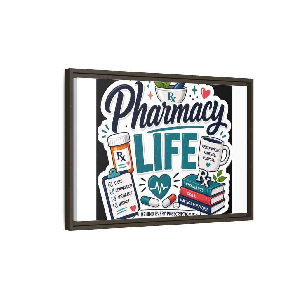 Pharmacy Life Framed Canvas Art — Colorful Pharmacist Wall Decor