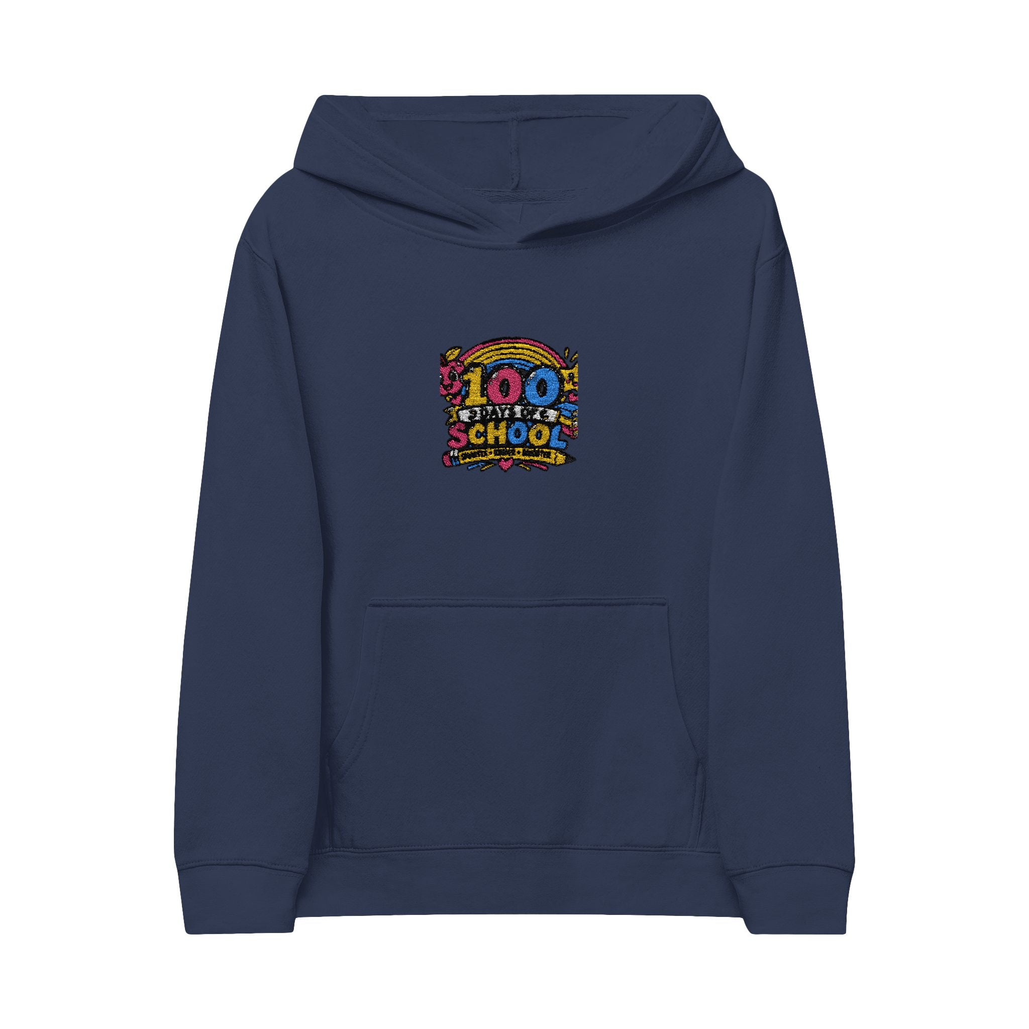 100th Day of School Kids Hoodie — Embroidered Colorful Badge