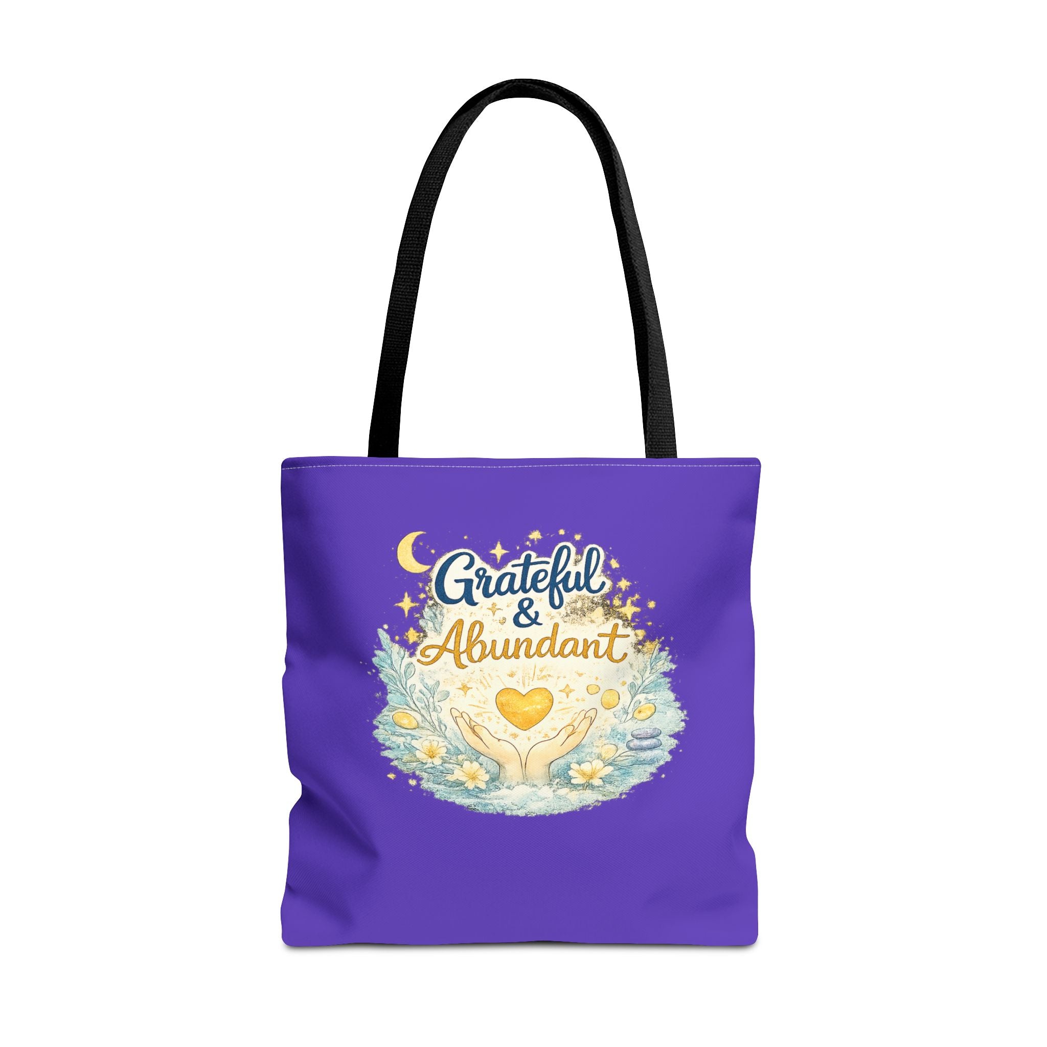 Grateful & Abundant Purple Tote Bag — Inspirational Everyday Shopper