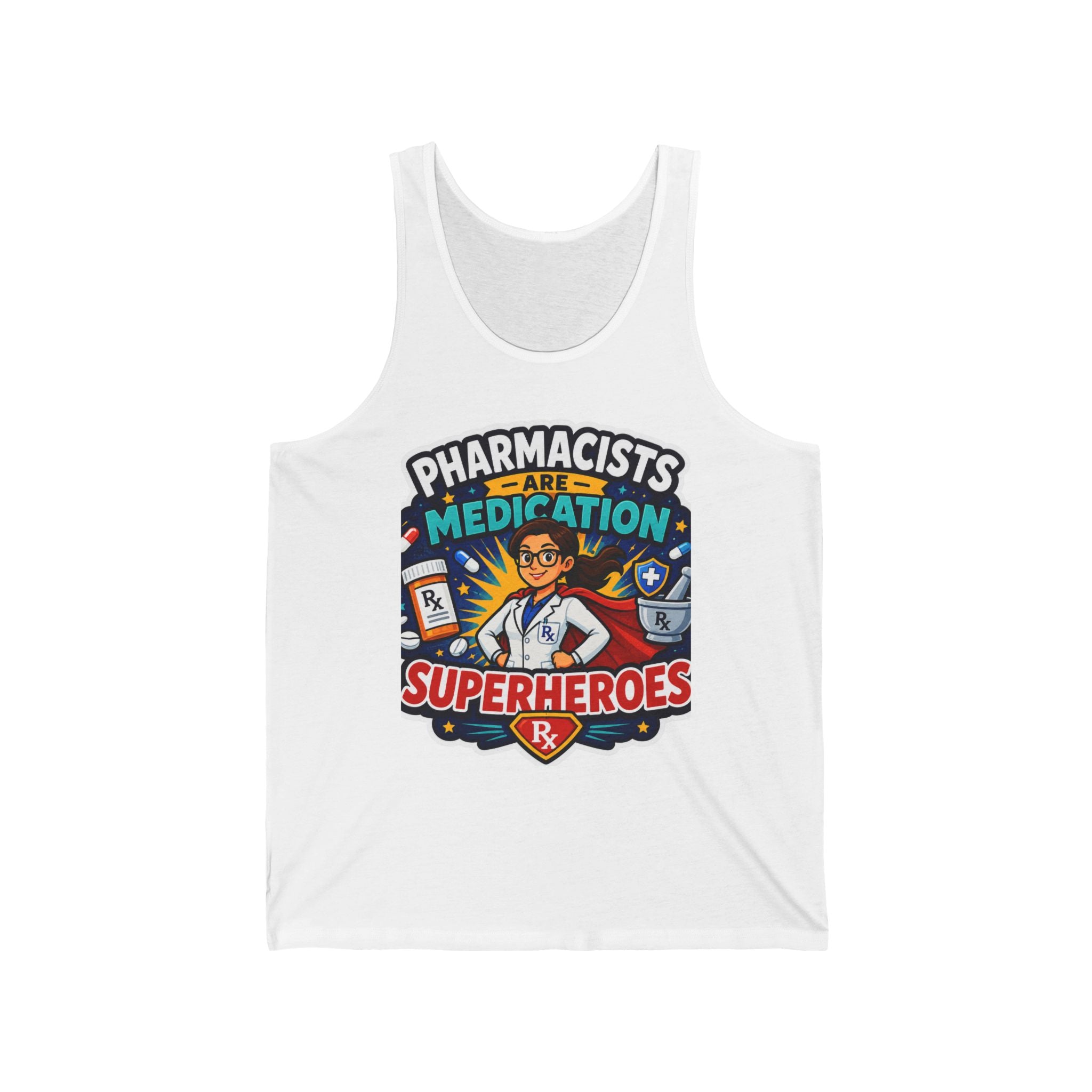 Pharmacist Superheroes Tank Top — "Pharmacists Are Medication Superheroes" Graphic Tank