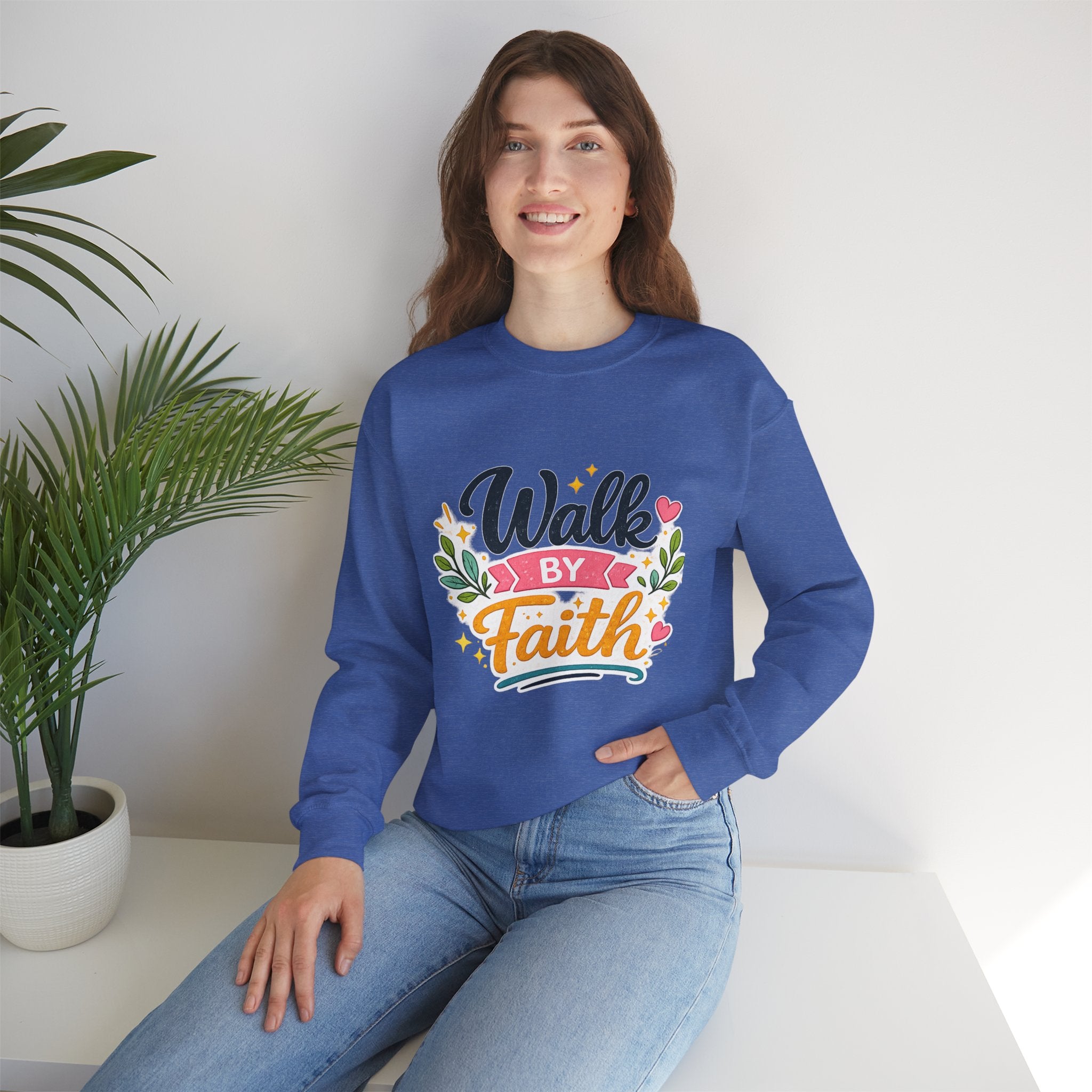 Walk By Faith Crewneck Sweatshirt — Inspirational Christian Pullover