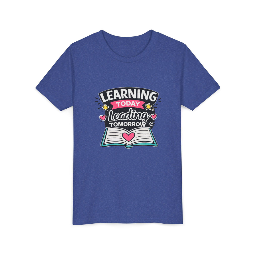 Youth Tee — "Learning Today, Leading Tomorrow" School Kids Graphic T-Shirt