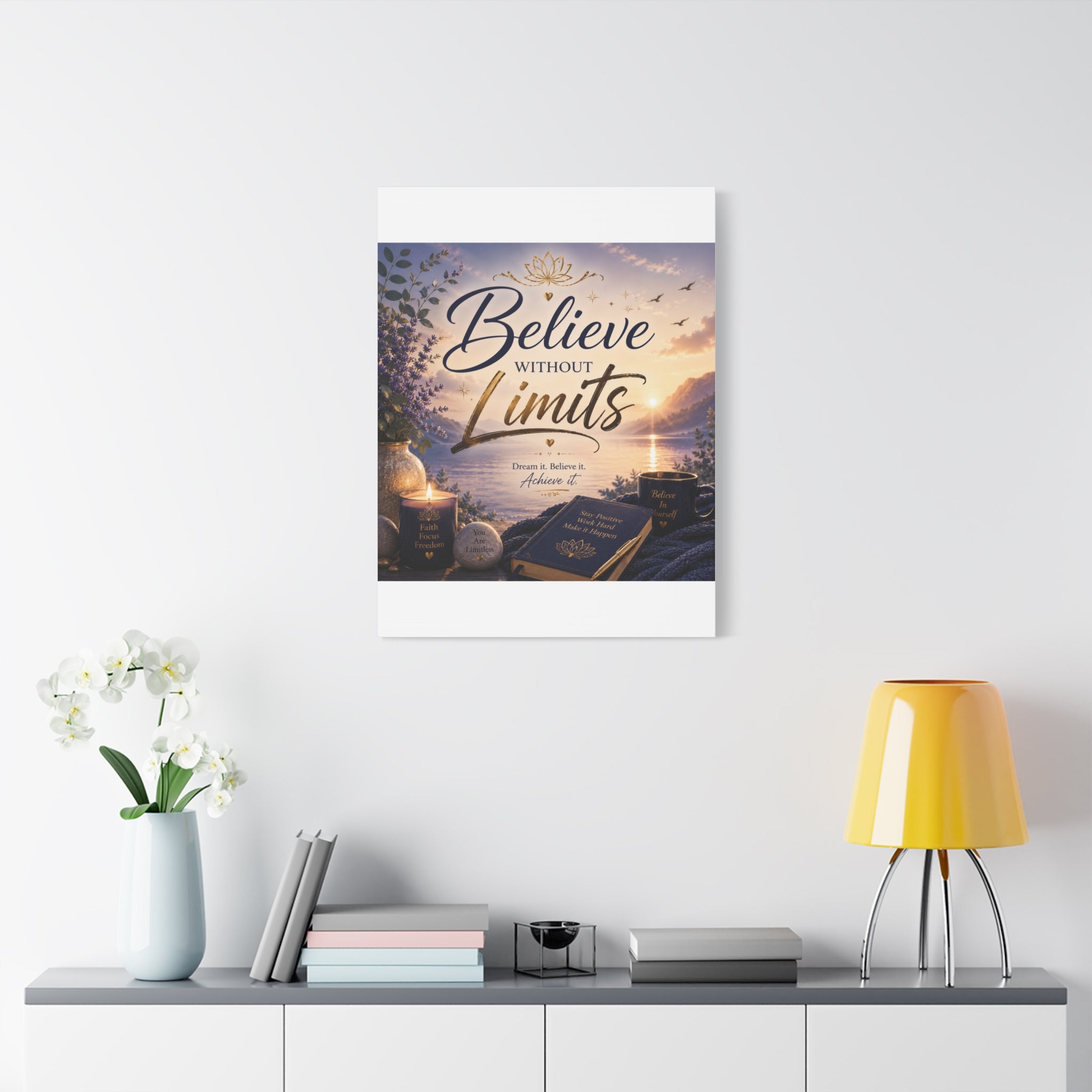 Believe Without Limits Canvas Wall Art – Inspirational Stretched Matte Print