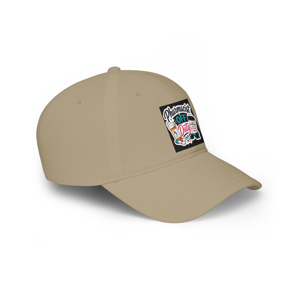 Pharmacist Off Duty Baseball Cap — Funny Pharmacist Hat with Pills & Script Patch