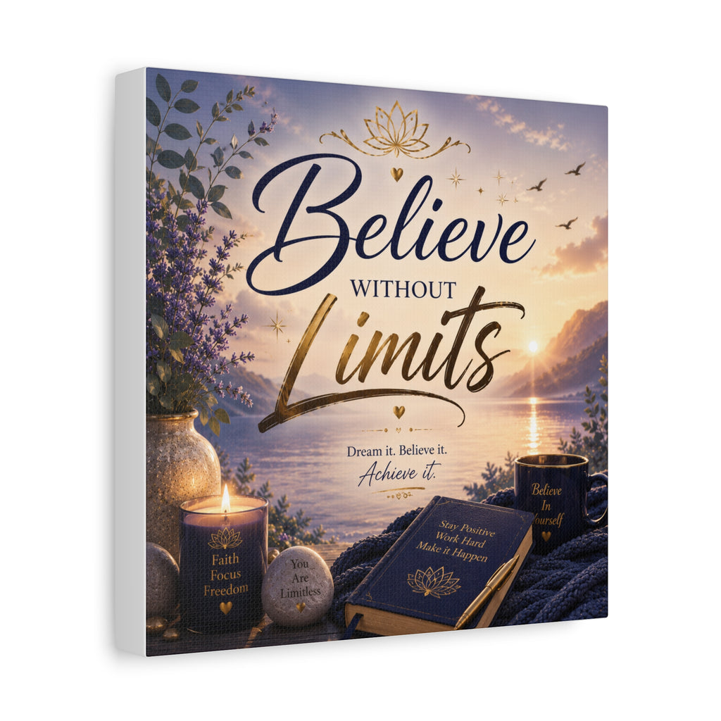 Believe Without Limits Canvas Wall Art – Inspirational Stretched Matte Print