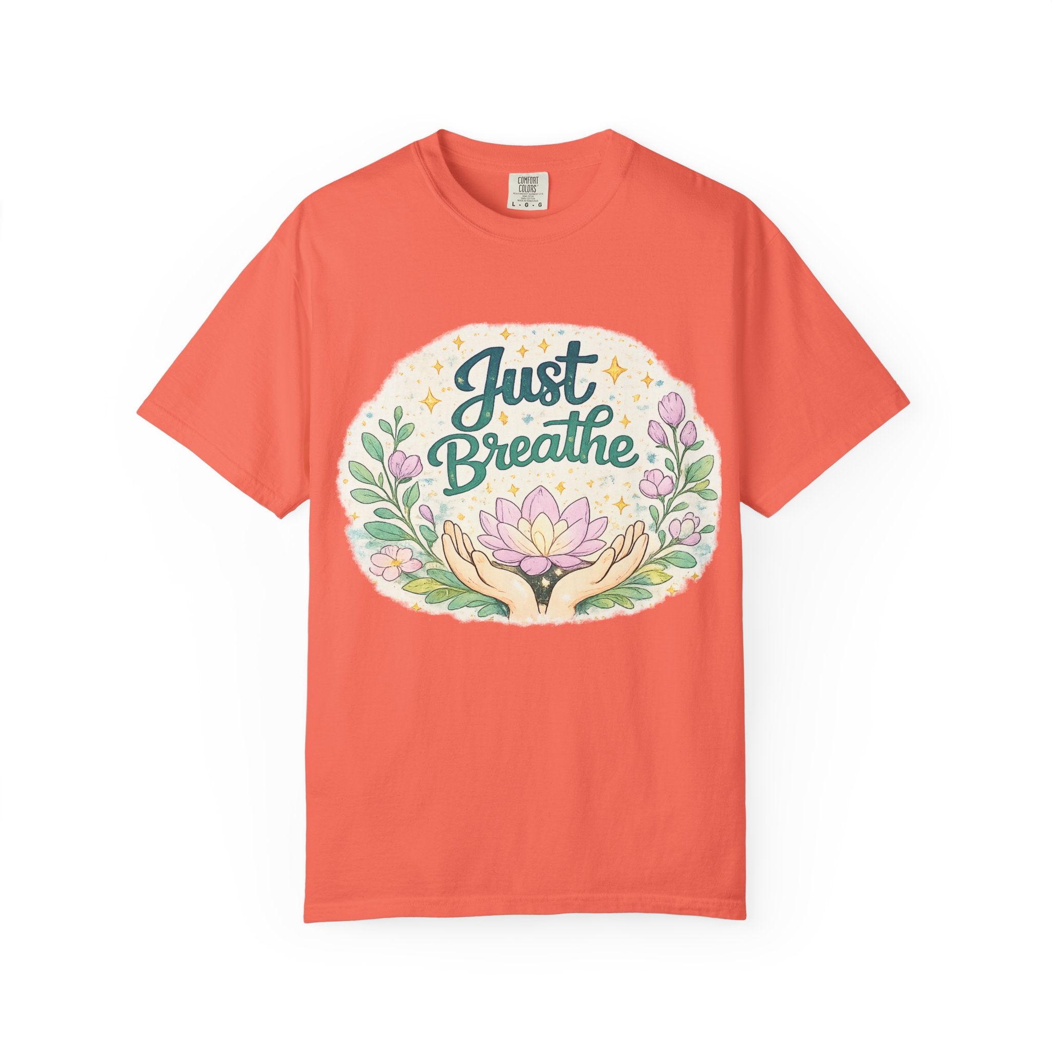 Just Breathe T-Shirt — Floral Lotus Mindfulness Tee