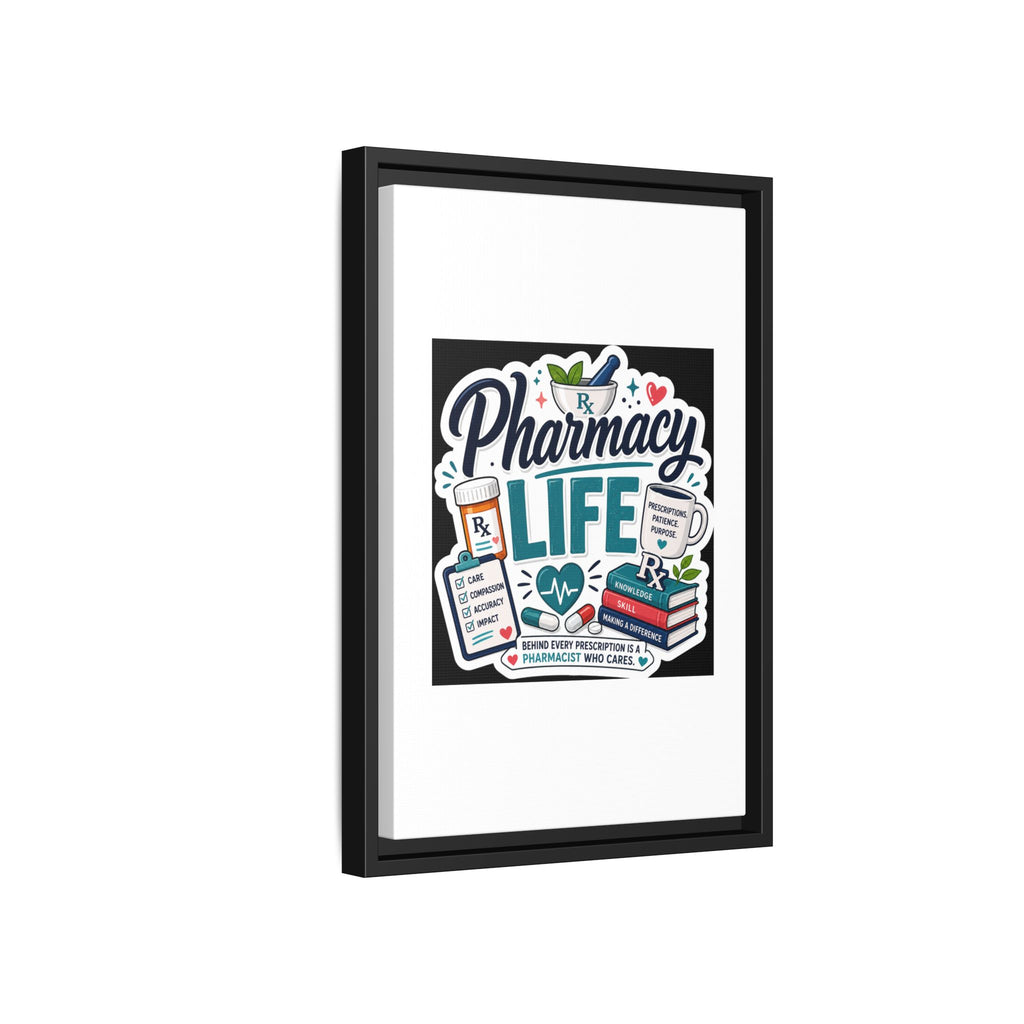 Pharmacy Life Framed Canvas Art — Colorful Pharmacist Wall Decor