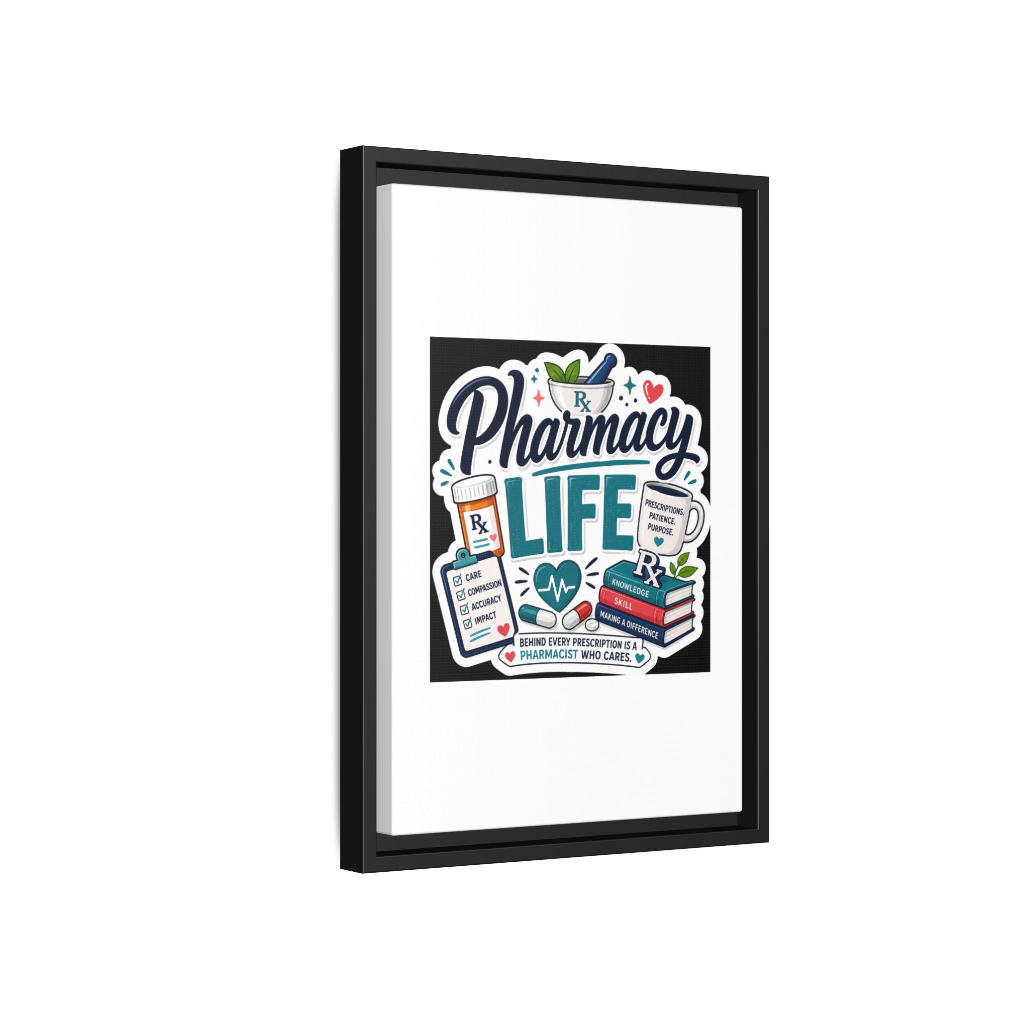 Pharmacy Life Framed Canvas Art — Colorful Pharmacist Wall Decor