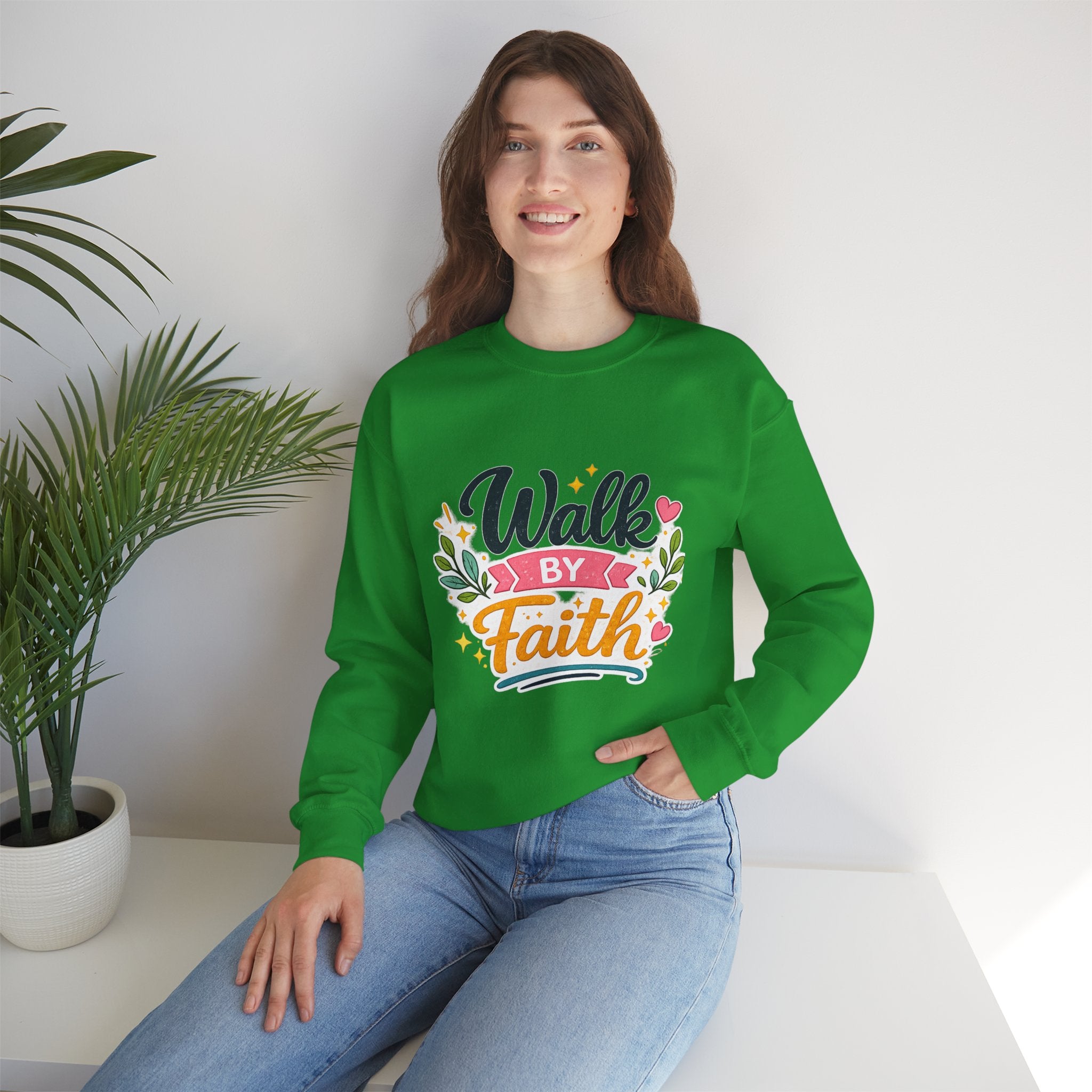 Walk By Faith Crewneck Sweatshirt — Inspirational Christian Pullover