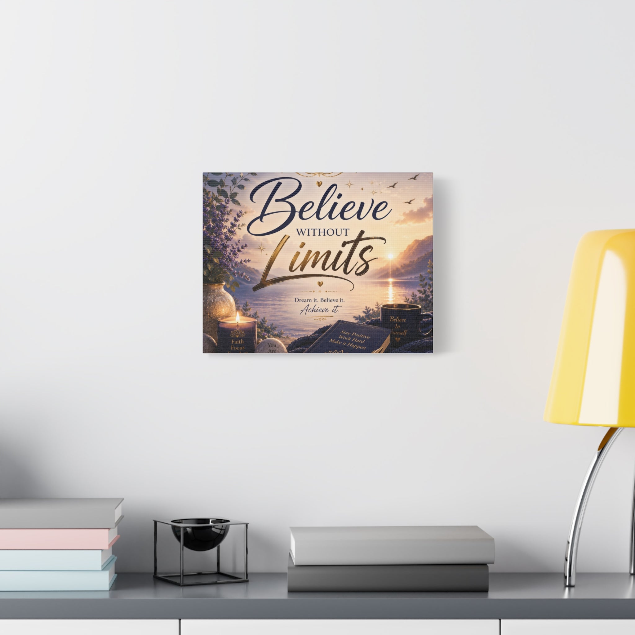 Believe Without Limits Canvas Wall Art – Inspirational Stretched Matte Print