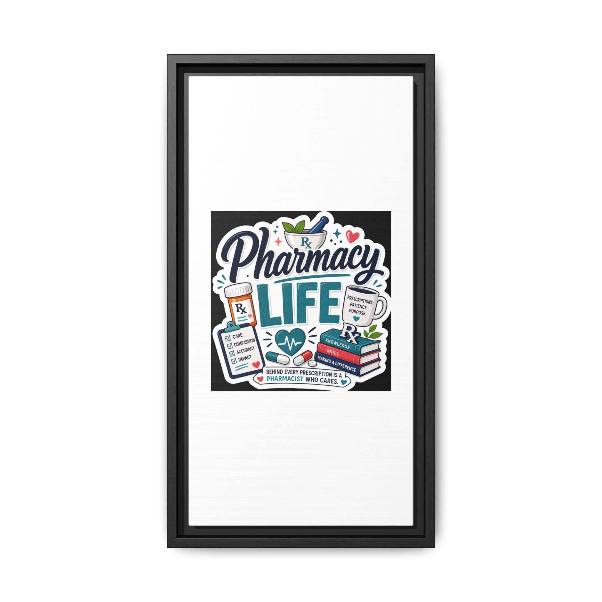 Pharmacy Life Framed Canvas Art — Colorful Pharmacist Wall Decor