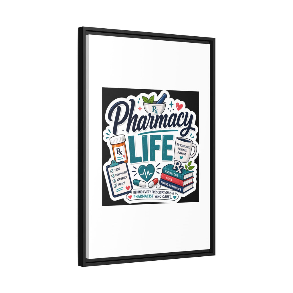 Pharmacy Life Framed Canvas Art — Colorful Pharmacist Wall Decor