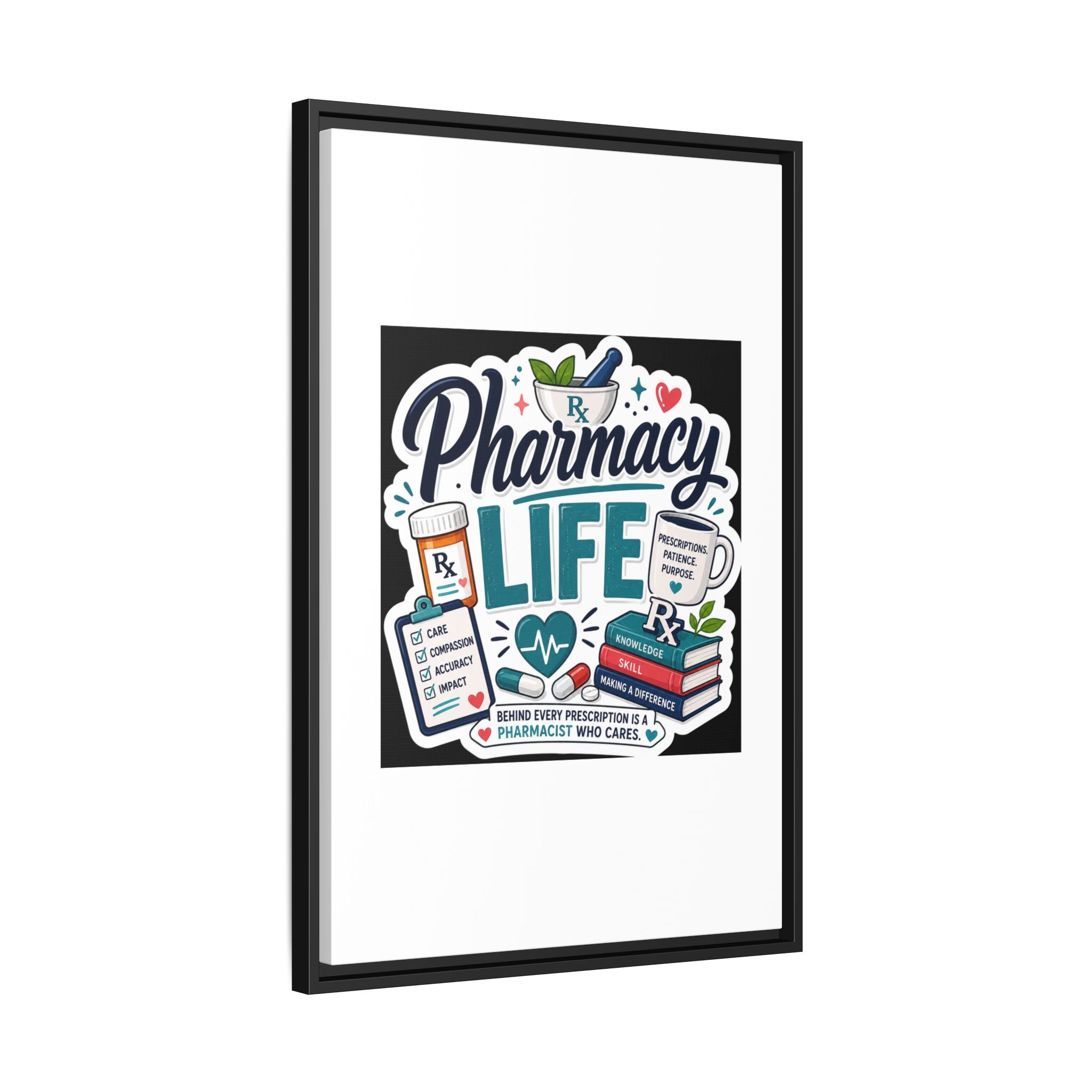 Pharmacy Life Framed Canvas Art — Colorful Pharmacist Wall Decor