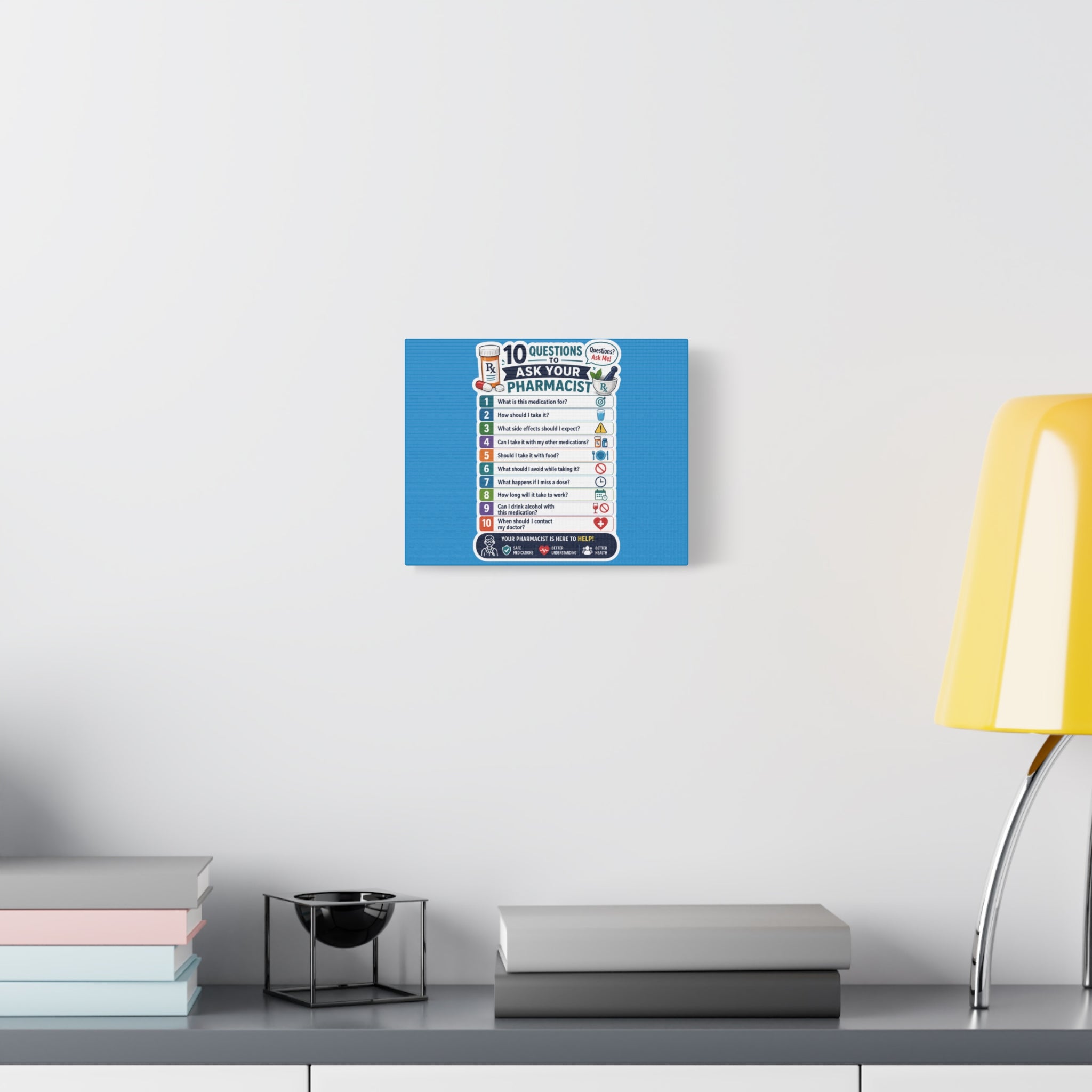 Pharmacist Questions Canvas Print — "10 Questions to Ask Your Pharmacist"