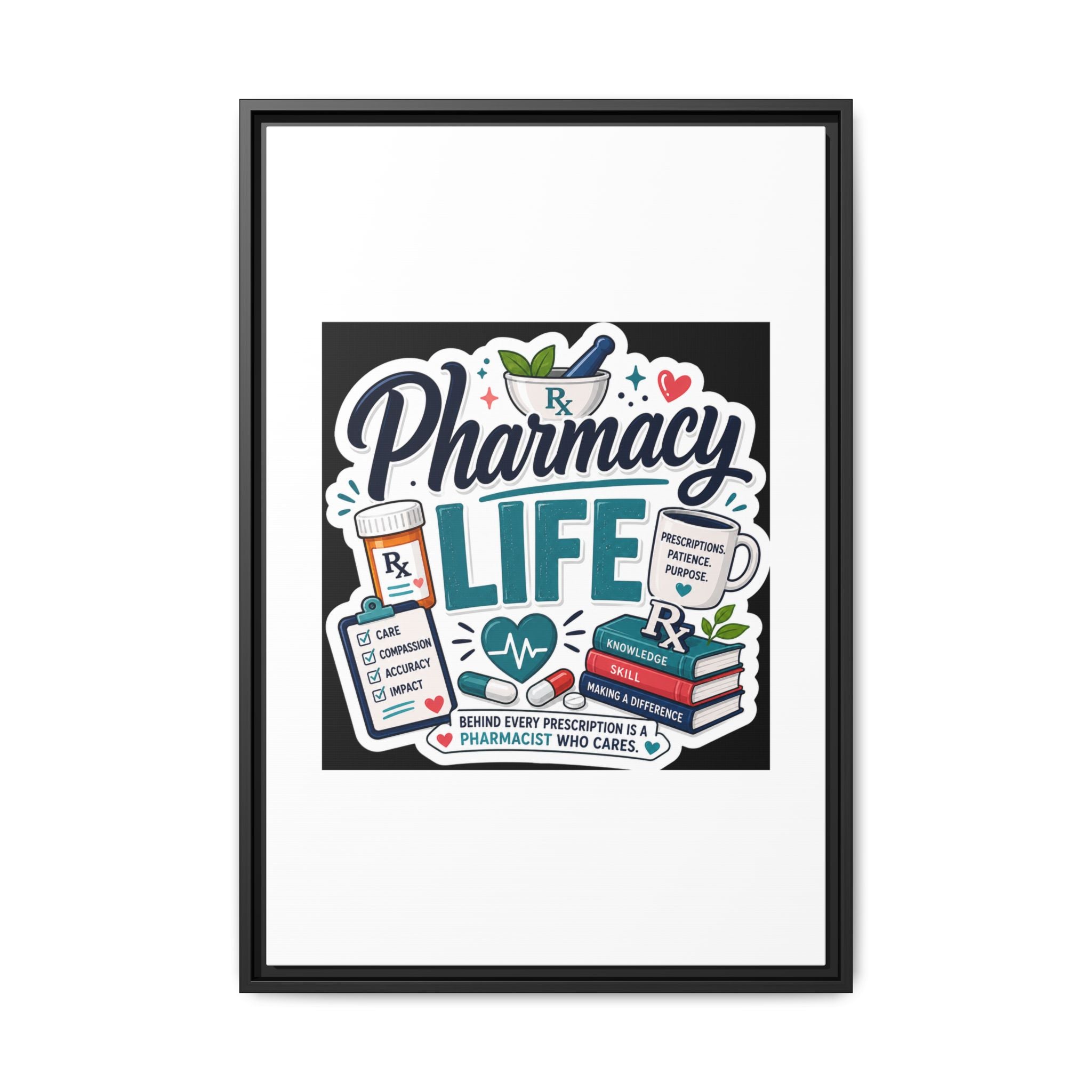 Pharmacy Life Framed Canvas Art — Colorful Pharmacist Wall Decor