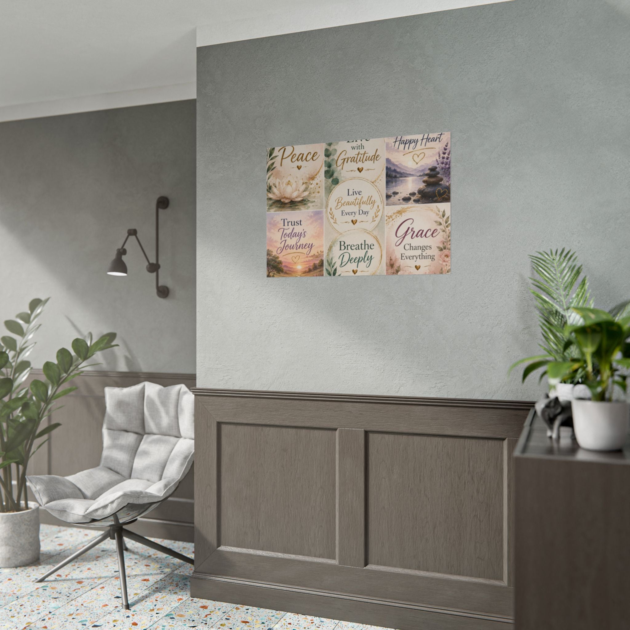 Rolled Poster - Inspirational Wall Art Set: "Choose Peace / Live with Gratitude / Calm Mind, Happy Heart / Trust Today's Journey / [...]