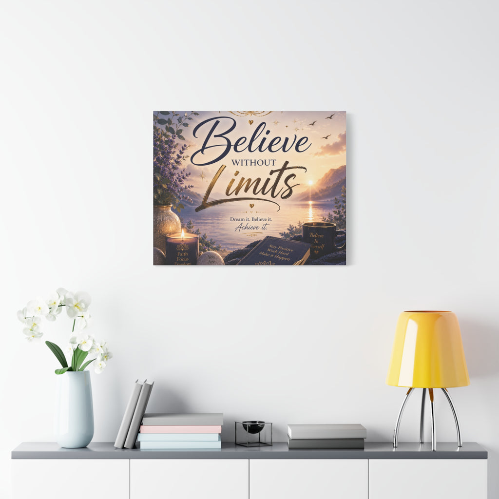 Believe Without Limits Canvas Wall Art – Inspirational Stretched Matte Print