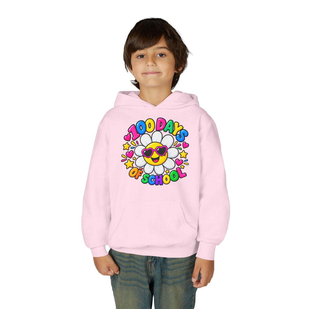 Youth Hoodie — “100 Days of School” Colorful Smiley Daisy Celebration
