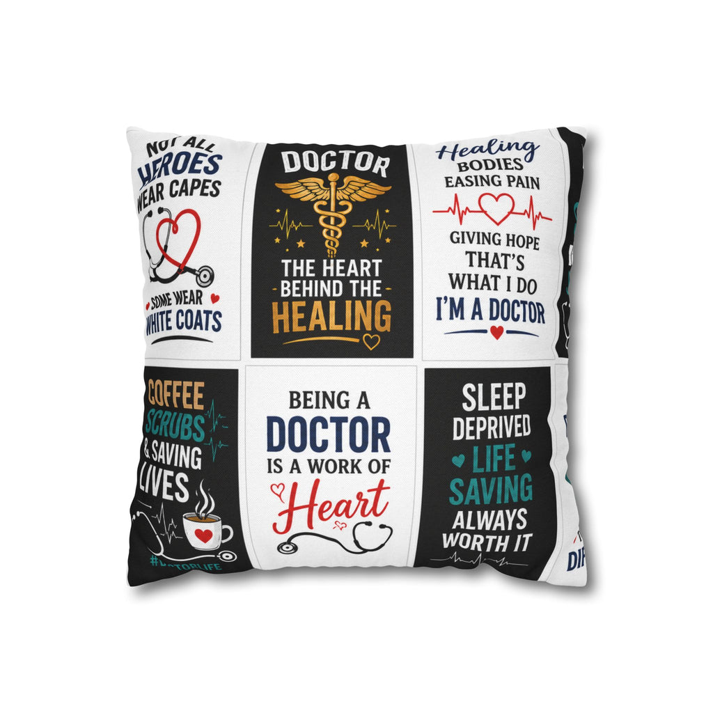 Doctor Patchwork Pillowcase — Physician Appreciation Decorative Throw Pillow Cover