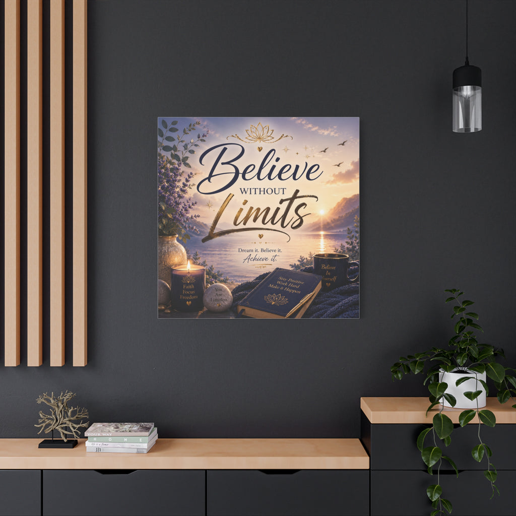 Believe Without Limits Canvas Wall Art – Inspirational Stretched Matte Print