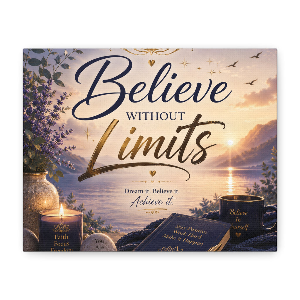 Believe Without Limits Canvas Wall Art – Inspirational Stretched Matte Print