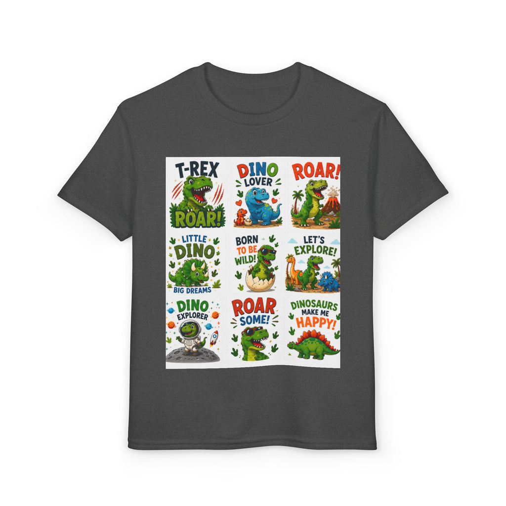 Kids Dinosaur T-Shirt — Cute Dino Quotes & Cartoon Grid Design