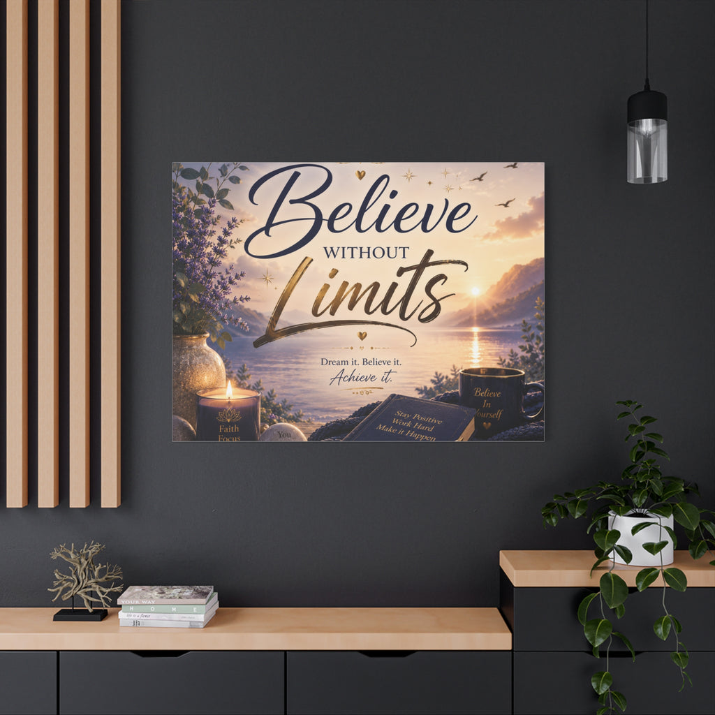 Believe Without Limits Canvas Wall Art – Inspirational Stretched Matte Print