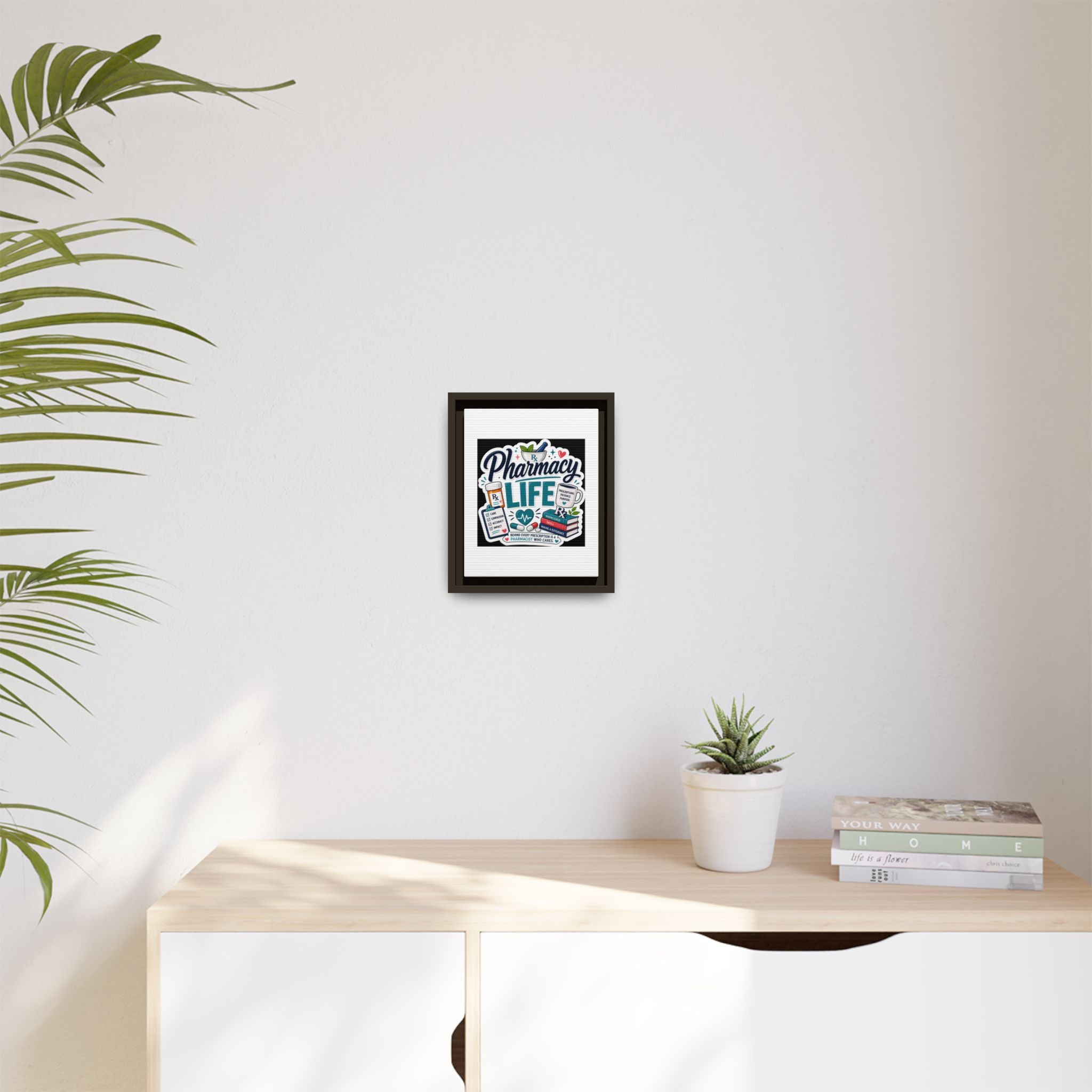 Pharmacy Life Framed Canvas Art — Colorful Pharmacist Wall Decor