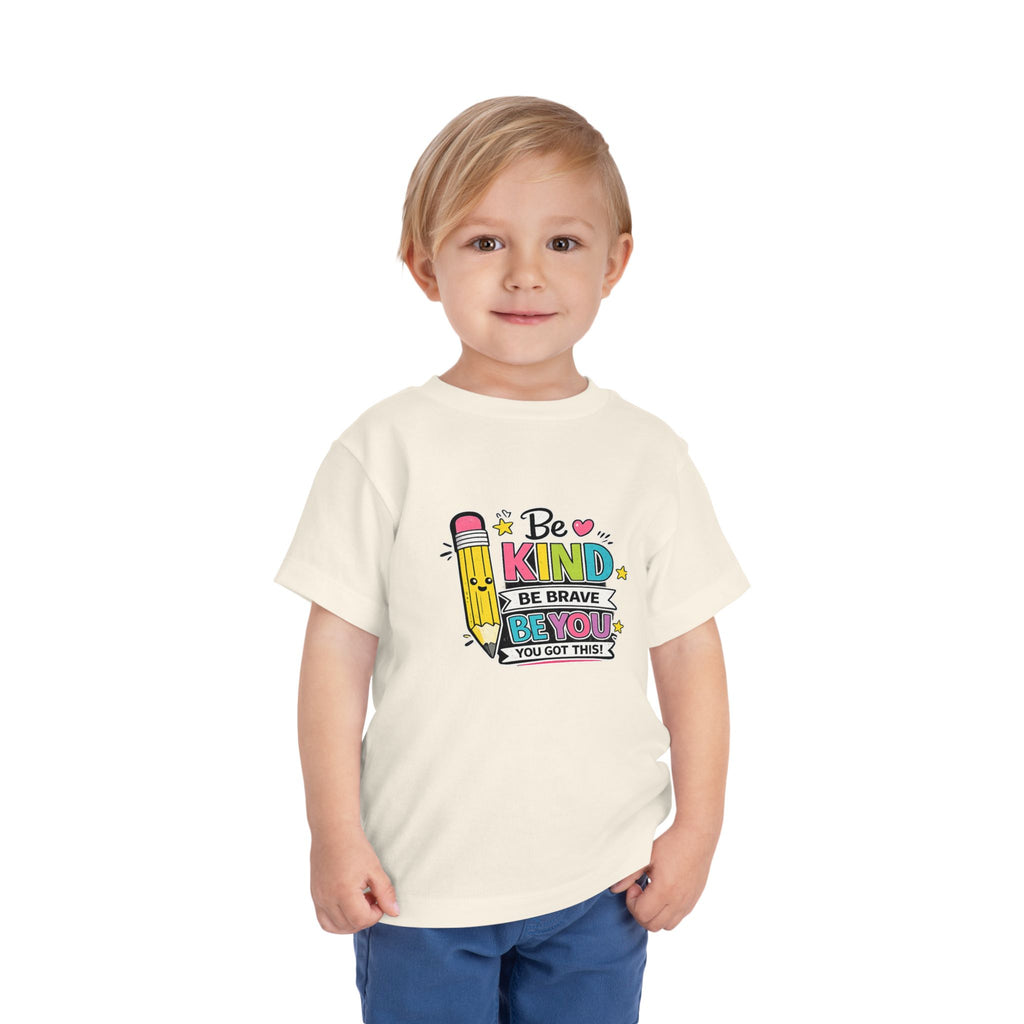 Be Kind Pencil Toddler Tee — "Be Kind, Be Brave, Be You" Inspirational Kids Shirt