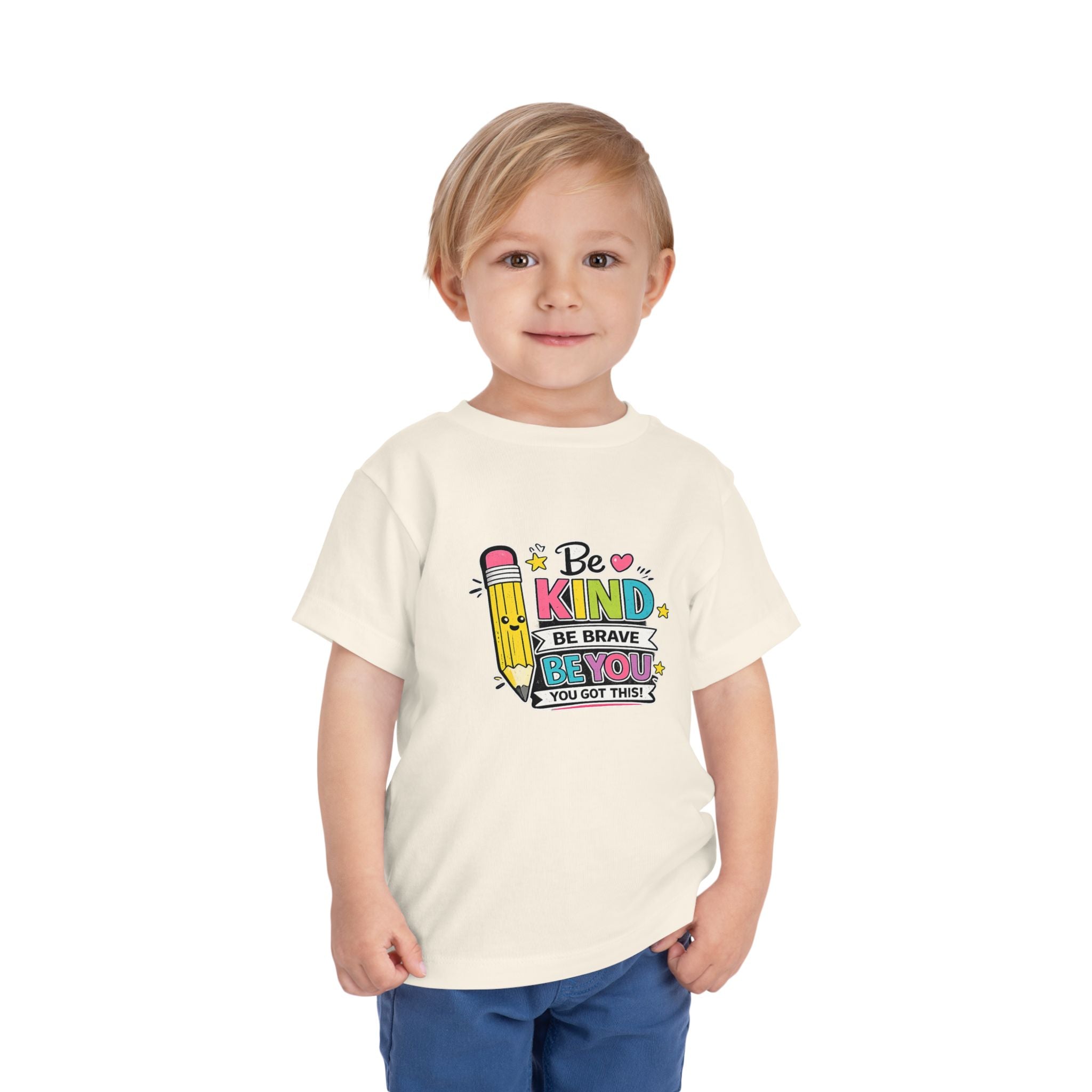 Be Kind Pencil Toddler Tee — "Be Kind, Be Brave, Be You" Inspirational Kids Shirt