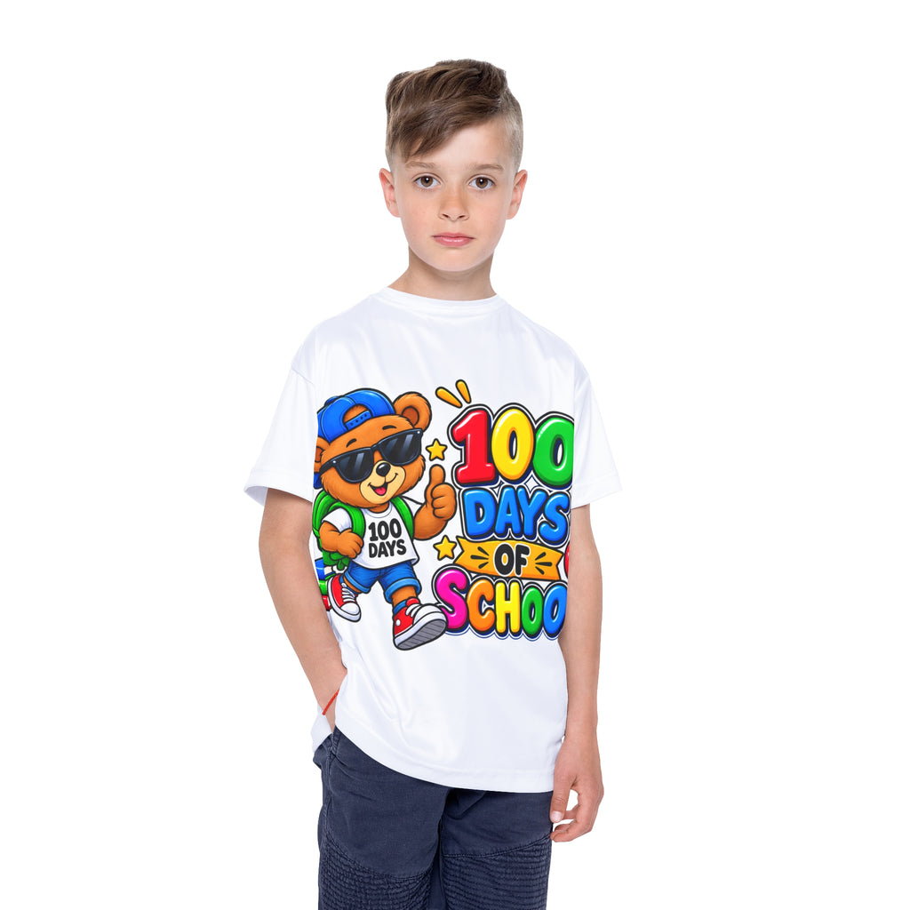 Kids 100 Days of School Tee — Cute Bear Sports Jersey for Elementary Celebrations
