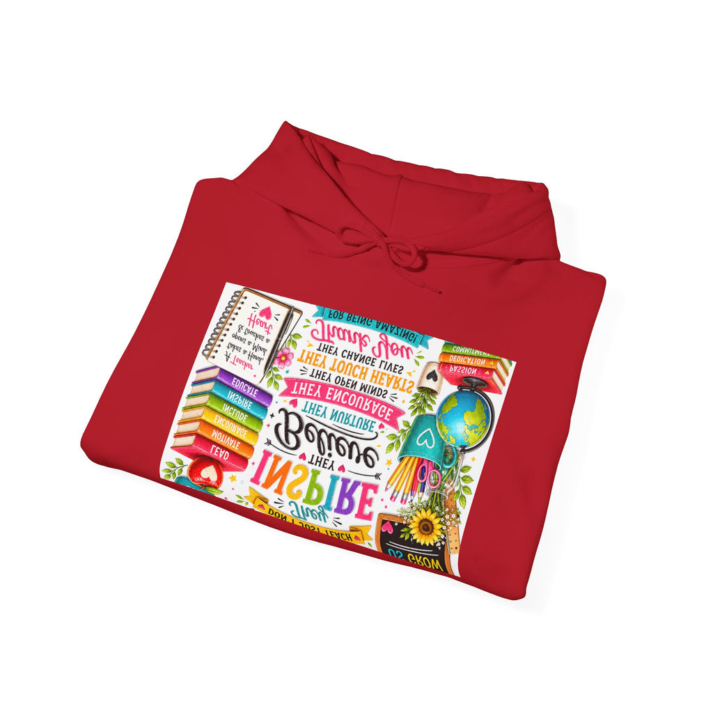Motivational Book Lover Hoodie — "Be Brave, Be Kind, Be You" Colorful Inspirational Design
