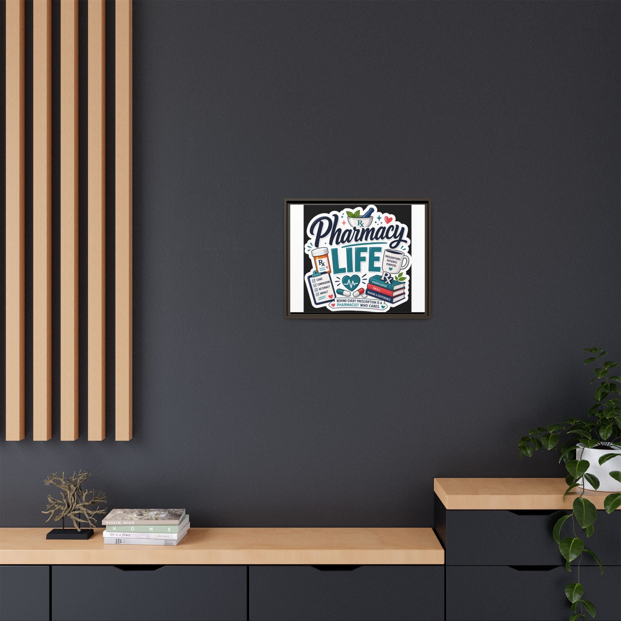 Pharmacy Life Framed Canvas Art — Colorful Pharmacist Wall Decor