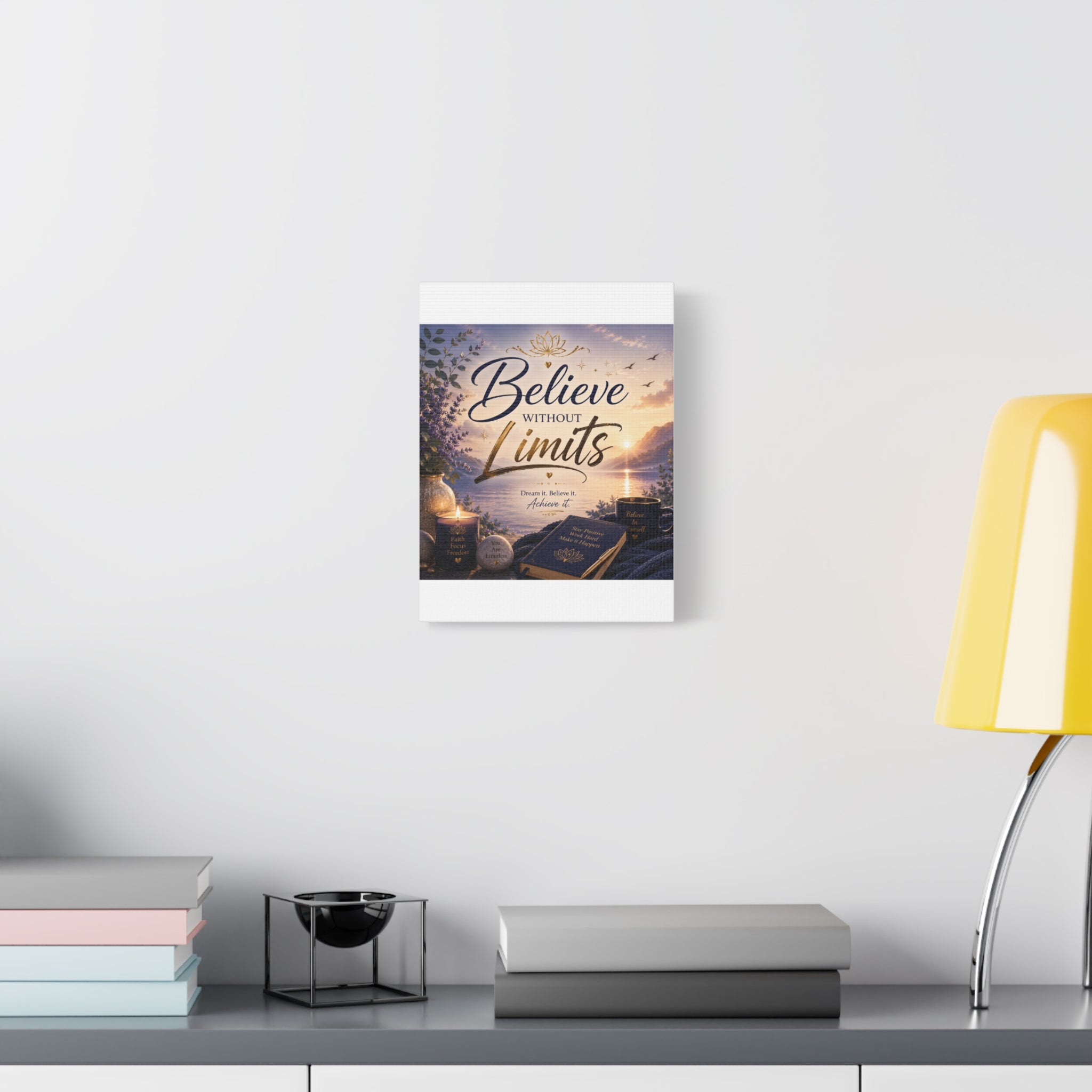Believe Without Limits Canvas Wall Art – Inspirational Stretched Matte Print