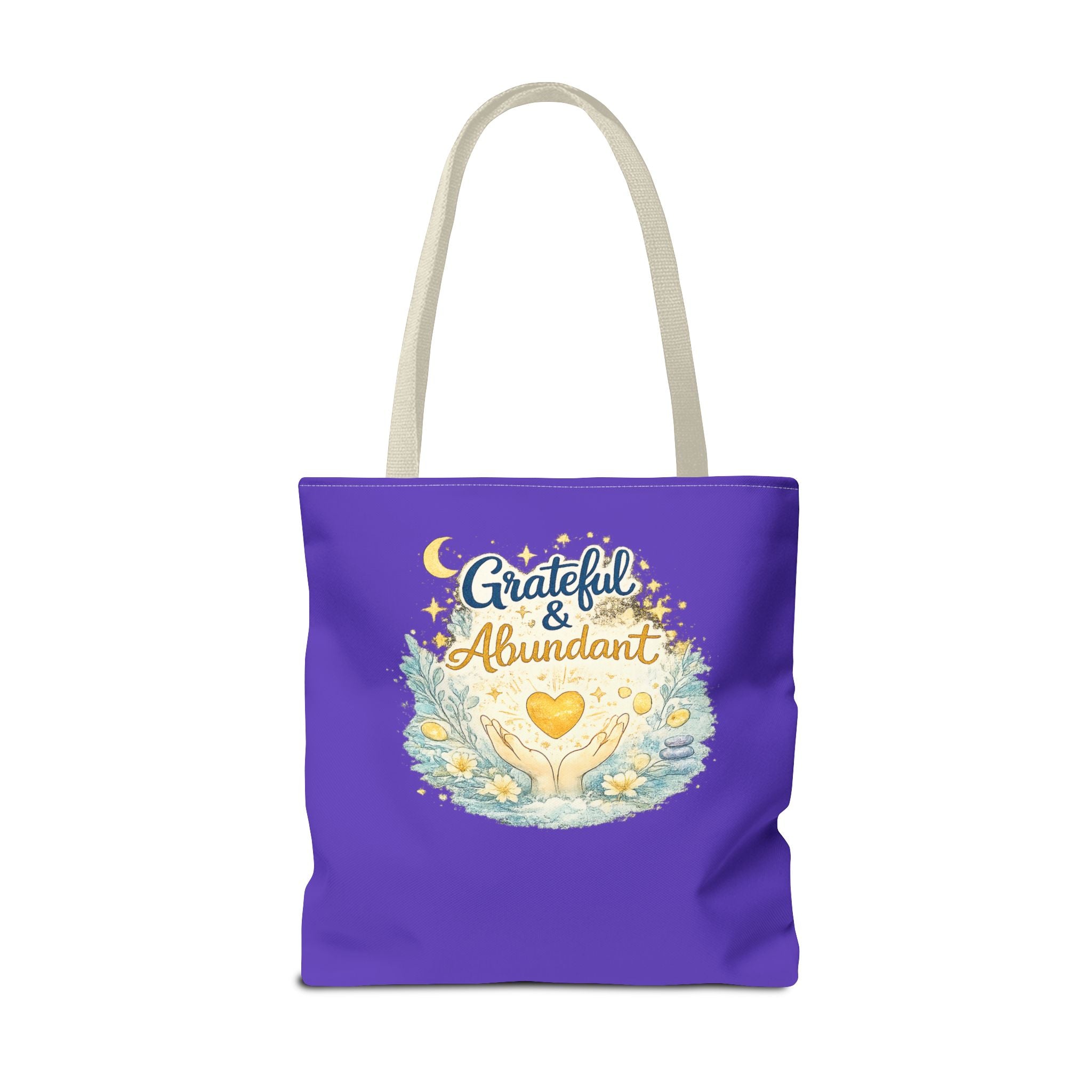 Grateful & Abundant Purple Tote Bag — Inspirational Everyday Shopper